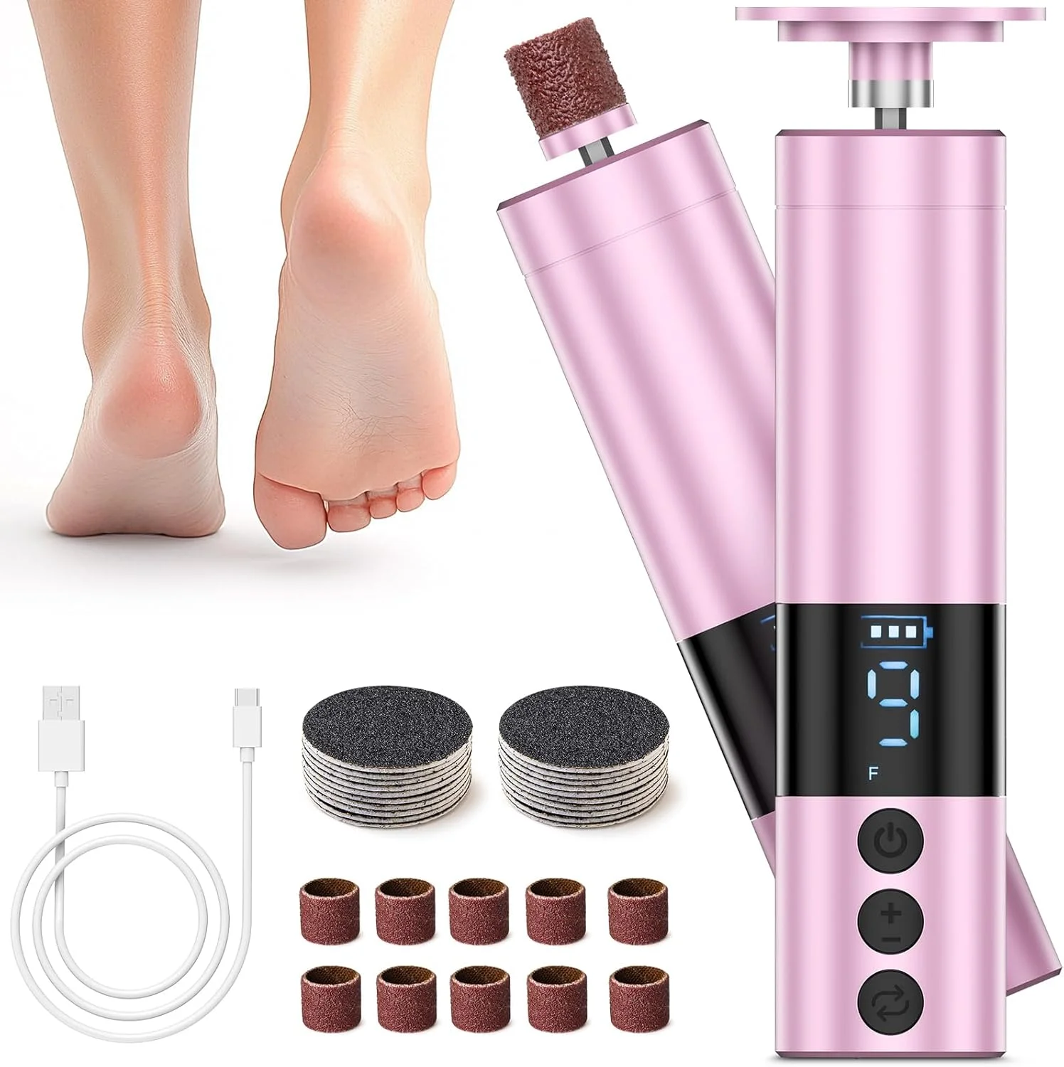 سوهان برقی پدیکور دو کاره COSICOSY برای پا و ناخن، سوهان برقی شارژی پا با 30 سری، سنگ پا برقی برای پوست سفت، 9 سرعت قابل تنظیم، ابزار پدیکور 1200 میلی آمپر ساعتی برای آقایان و بانوان، صورتی سوهان برقی پدیکور دو کاره COSICOSY برای پا و ناخن، سوهان برقی شارژی پا با 30 سری، سنگ پا برقی برای پوست سفت، 9 سرعت قابل تنظیم، ابزار پدیکور 1200 میلی آمپر ساعتی برای آقایان و بانوان، صورتی
