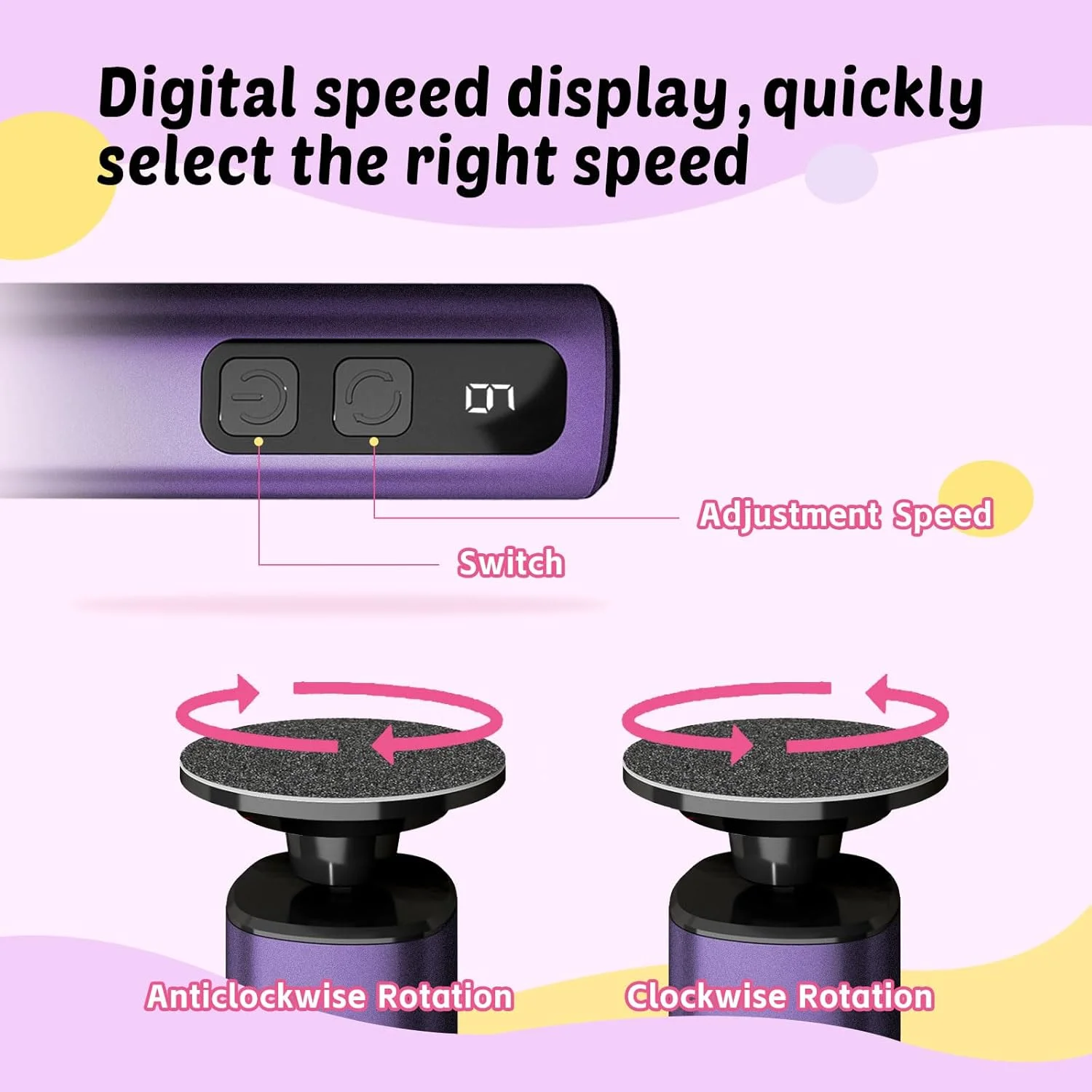 سوهان برقی پدیکور پا Dolcevitae - دارای 9 سرعت با دیسک سنگ زنی کریستال شیشه ای و جعبه نگهداری، 20 عدد کاغذ سنباده 80/120، 10 سری ناخن، شارژ سریع Type-C برای پوست های مرده سوهان برقی پدیکور پا Dolcevitae - دارای 9 سرعت با دیسک سنگ زنی کریستال شیشه ای و جعبه نگهداری، 20 عدد کاغذ سنباده 80/120، 10 سری ناخن، شارژ سریع Type-C برای پوست های مرده