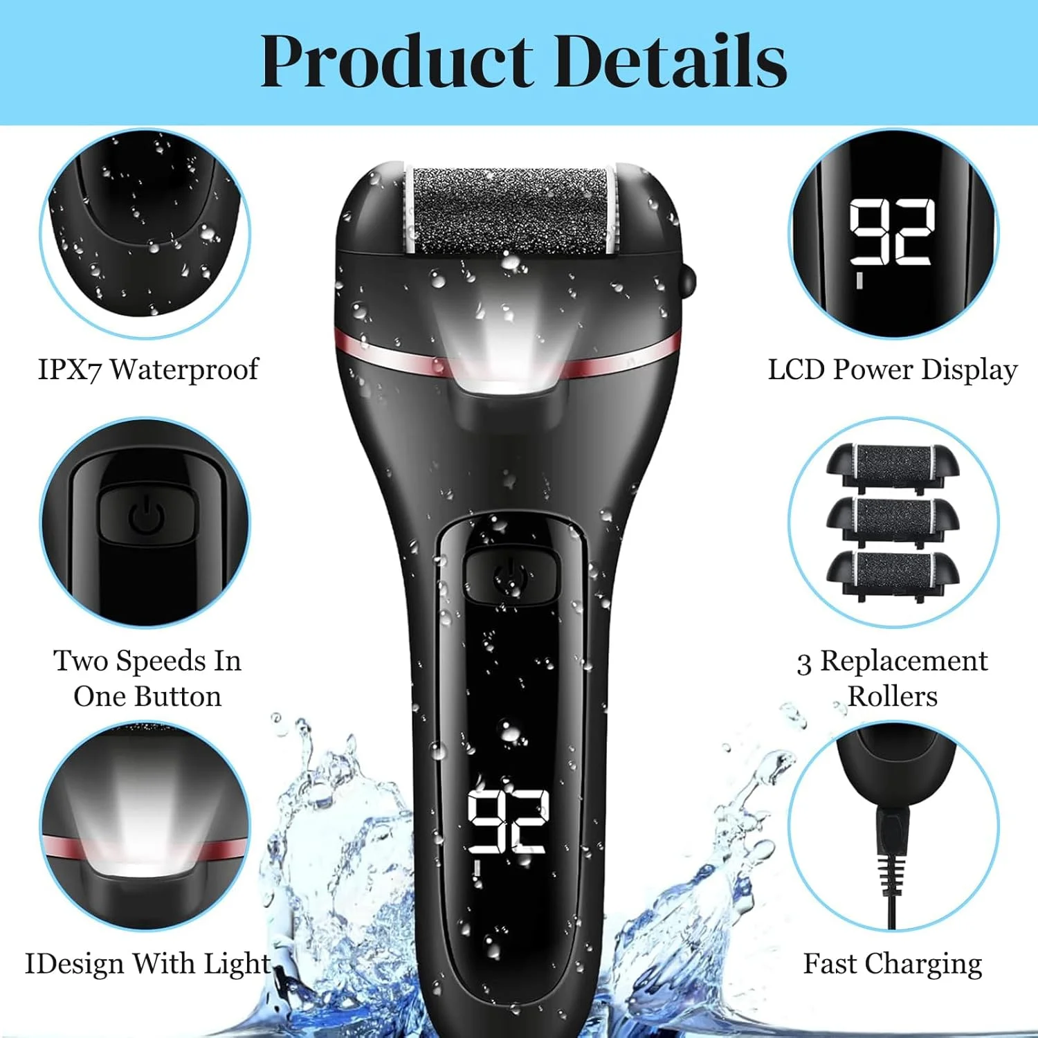 سوهان پدیکور پا CIVYPRO، کیت مراقبت از پا 13 در 1 حرفه ای، اسکرابر برقی پا برای پوست های خشک و ترک خورده، 3 غلتک، 2 سرعت، نمایشگر باتری (مشکی) سوهان پدیکور پا CIVYPRO، کیت مراقبت از پا 13 در 1 حرفه ای، اسکرابر برقی پا برای پوست های خشک و ترک خورده، 3 غلتک، 2 سرعت، نمایشگر باتری (مشکی)