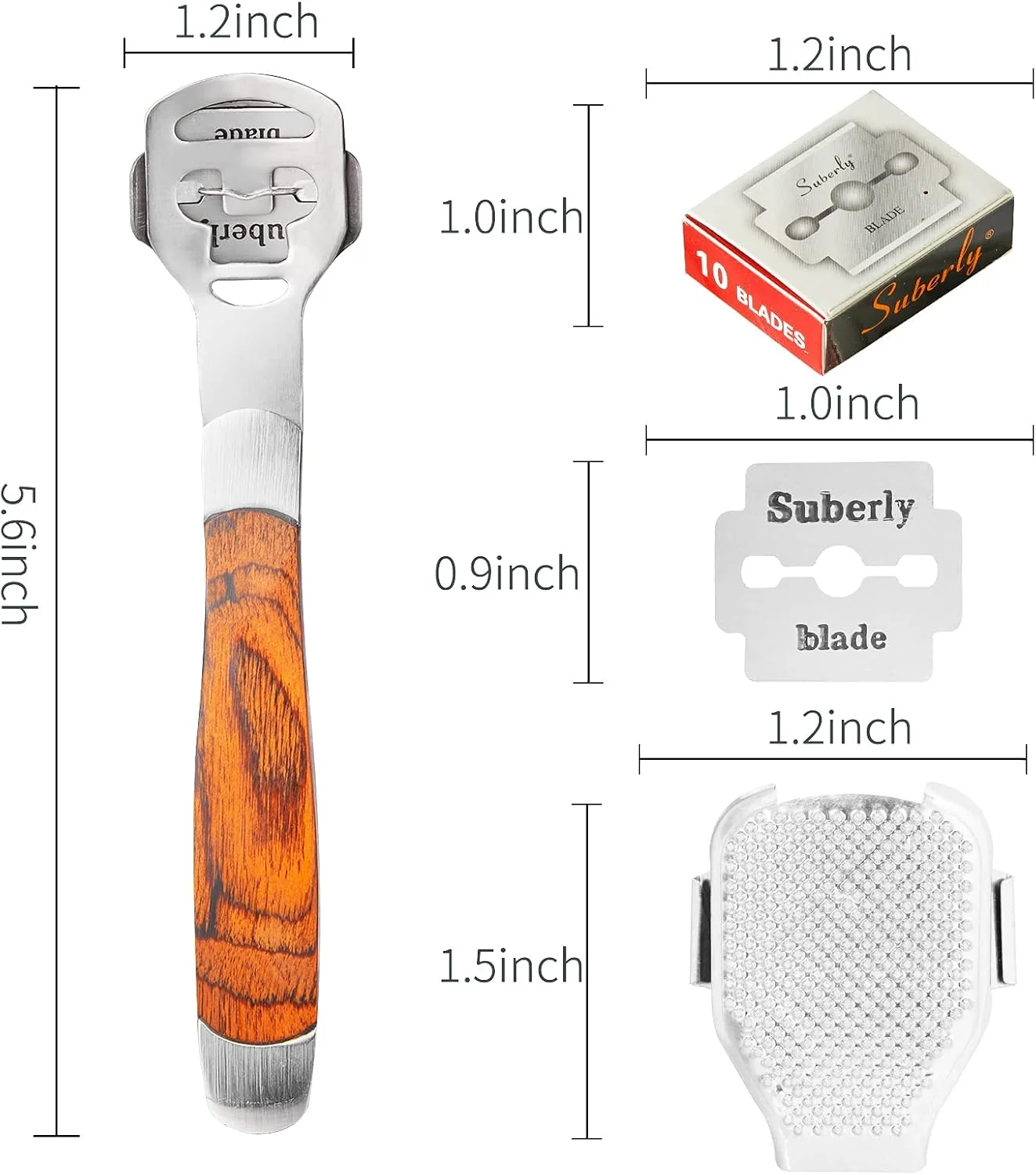 مجموعه 52 عددی رنده پینه پا، 1 عدد تیغ پا استیل ضد زنگ با دسته چوبی به همراه 50 تیغه یدکی و 1 عدد سر سوهان پا، ابزار مراقبت از پا، رنده پینه پا، از بین برنده پوست خشک و سخت دست و پا مجموعه 52 عددی رنده پینه پا، 1 عدد تیغ پا استیل ضد زنگ با دسته چوبی به همراه 50 تیغه یدکی و 1 عدد سر سوهان پا، ابزار مراقبت از پا، رنده پینه پا، از بین برنده پوست خشک و سخت دست و پا