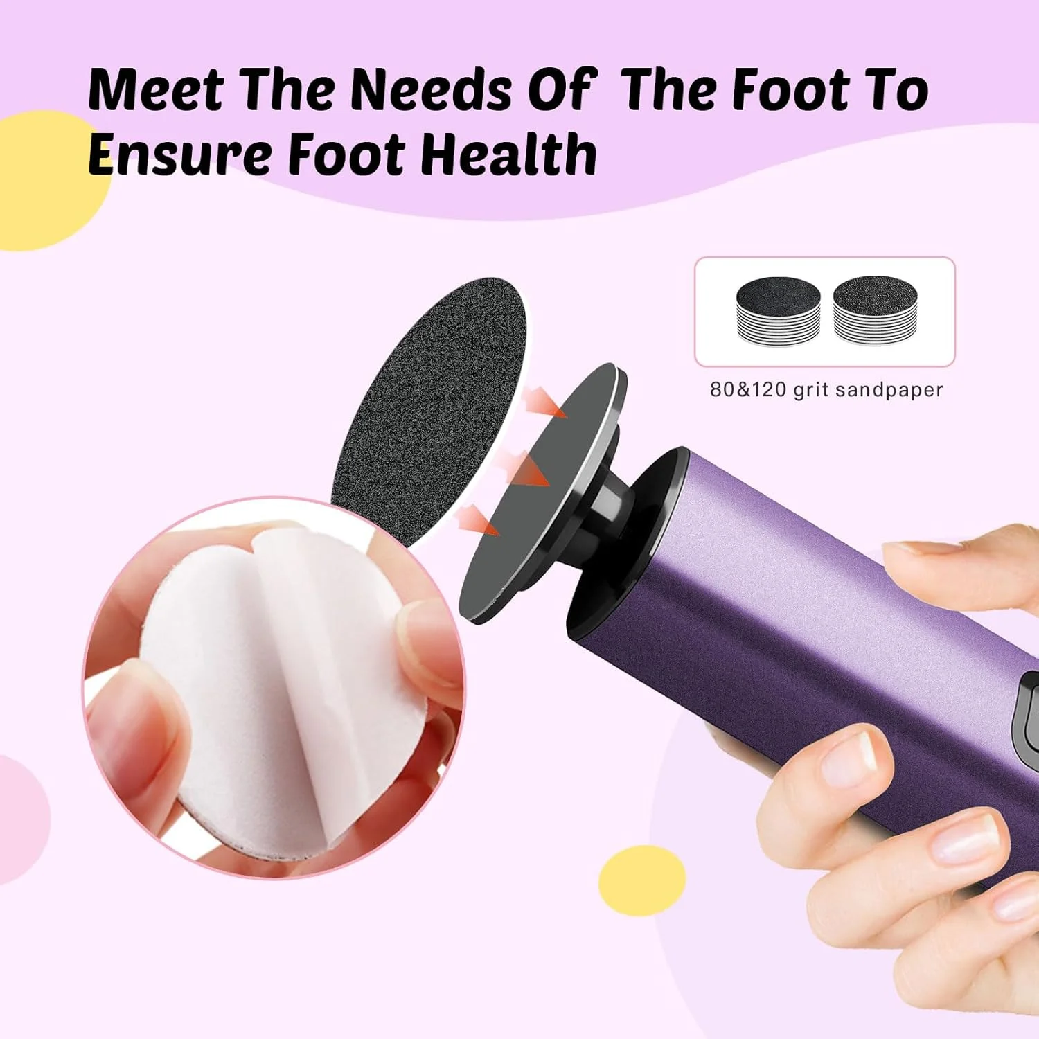 سوهان برقی پدیکور پا Dolcevitae - دارای 9 سرعت با دیسک سنگ زنی کریستال شیشه ای و جعبه نگهداری، 20 عدد کاغذ سنباده 80/120، 10 سری ناخن، شارژ سریع Type-C برای پوست های مرده سوهان برقی پدیکور پا Dolcevitae - دارای 9 سرعت با دیسک سنگ زنی کریستال شیشه ای و جعبه نگهداری، 20 عدد کاغذ سنباده 80/120، 10 سری ناخن، شارژ سریع Type-C برای پوست های مرده