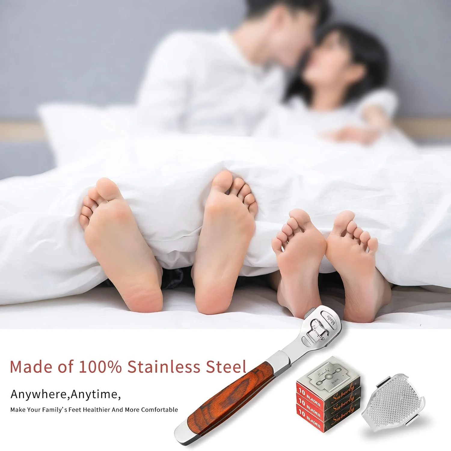 مجموعه 52 عددی رنده پینه پا، 1 عدد تیغ پا استیل ضد زنگ با دسته چوبی به همراه 50 تیغه یدکی و 1 عدد سر سوهان پا، ابزار مراقبت از پا، رنده پینه پا، از بین برنده پوست خشک و سخت دست و پا مجموعه 52 عددی رنده پینه پا، 1 عدد تیغ پا استیل ضد زنگ با دسته چوبی به همراه 50 تیغه یدکی و 1 عدد سر سوهان پا، ابزار مراقبت از پا، رنده پینه پا، از بین برنده پوست خشک و سخت دست و پا