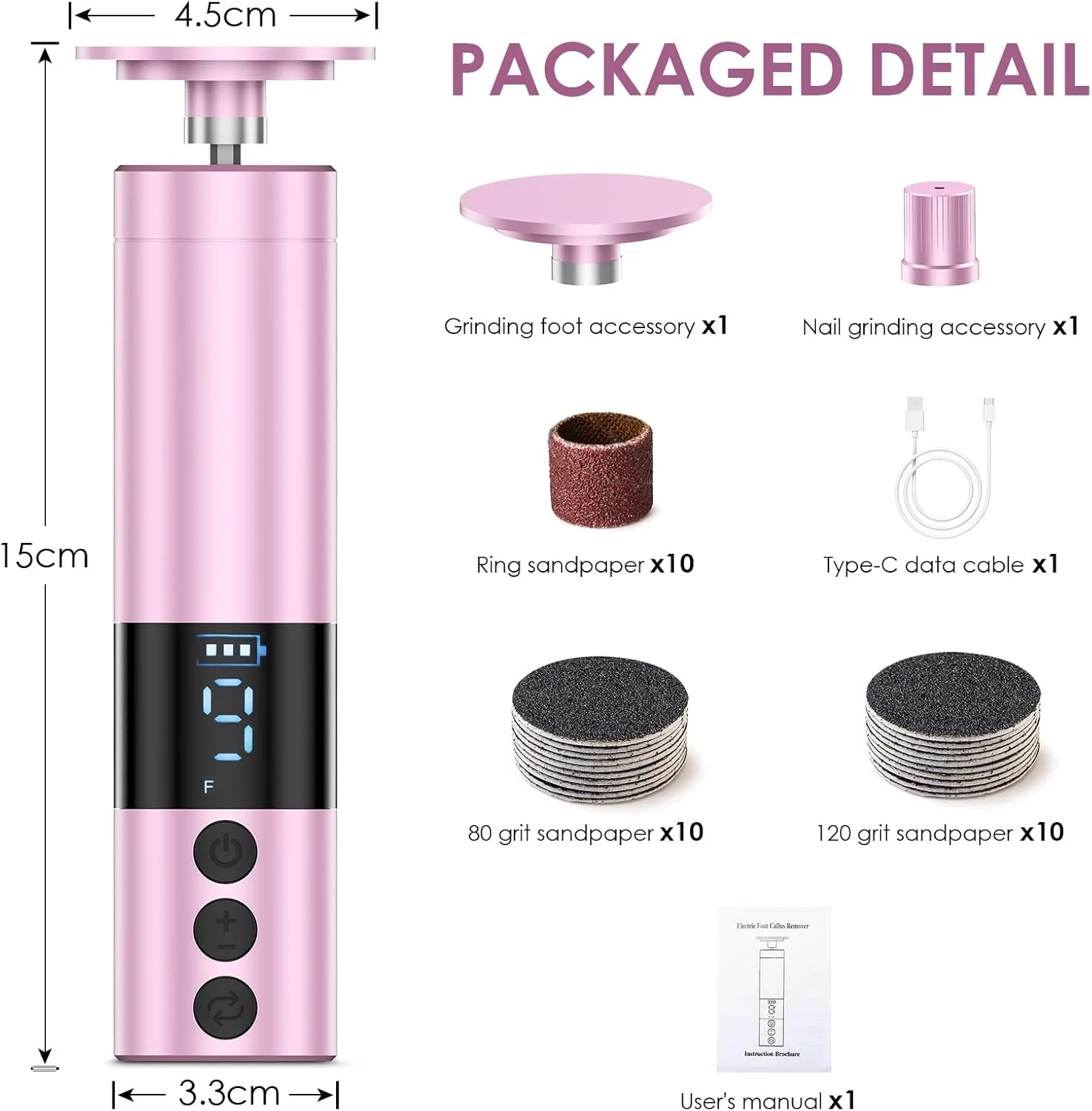 سوهان برقی پدیکور دو کاره COSICOSY برای پا و ناخن، سوهان برقی شارژی پا با 30 سری، سنگ پا برقی برای پوست سفت، 9 سرعت قابل تنظیم، ابزار پدیکور 1200 میلی آمپر ساعتی برای آقایان و بانوان، صورتی سوهان برقی پدیکور دو کاره COSICOSY برای پا و ناخن، سوهان برقی شارژی پا با 30 سری، سنگ پا برقی برای پوست سفت، 9 سرعت قابل تنظیم، ابزار پدیکور 1200 میلی آمپر ساعتی برای آقایان و بانوان، صورتی