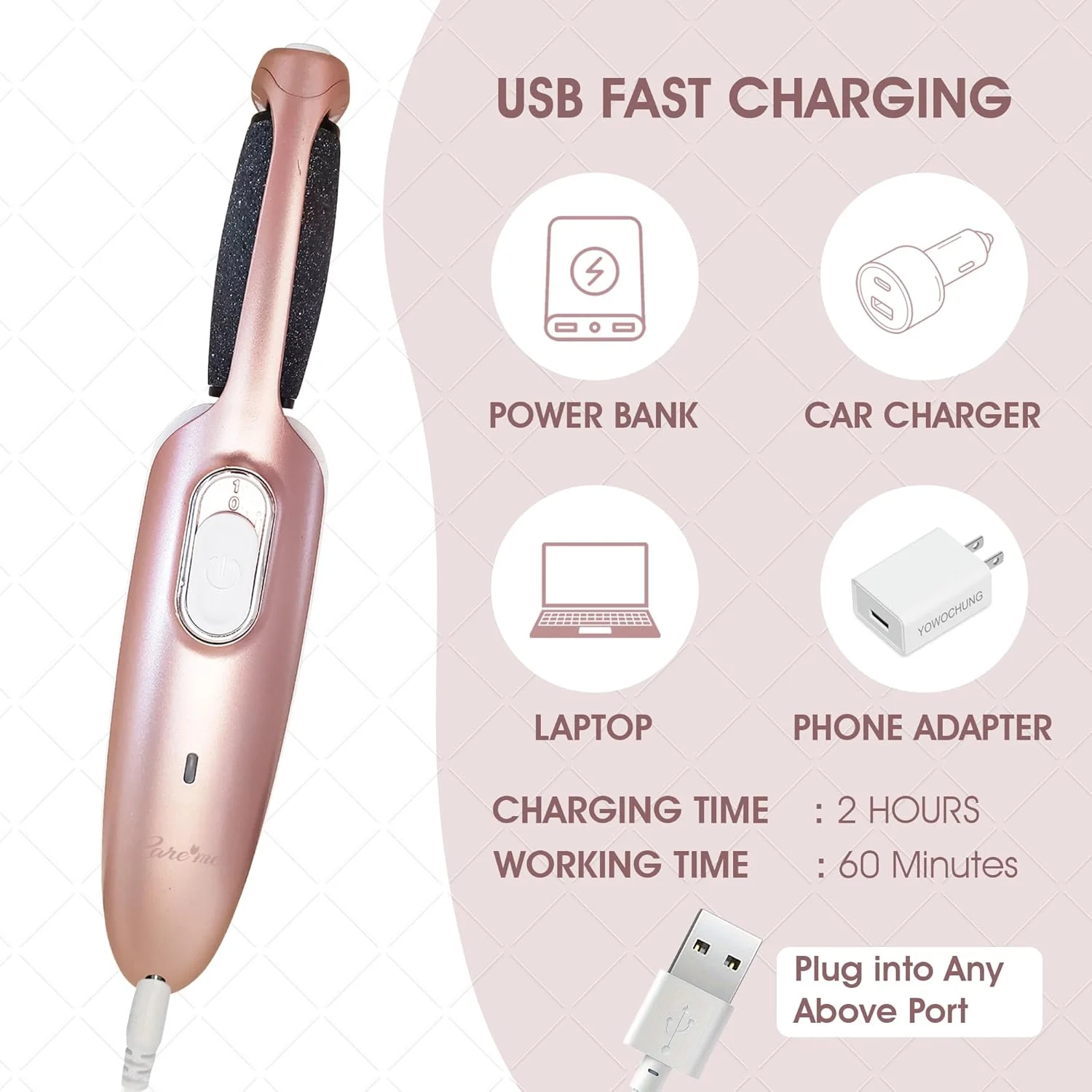 سوهان برقی قدرتمند و شارژی از برند Care me برای از بین بردن پینه پا