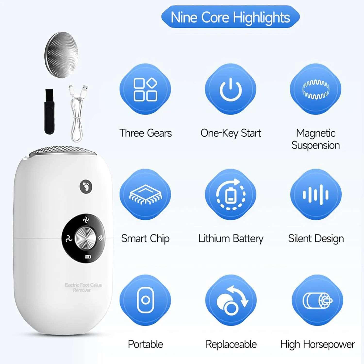 Callus Remover | Callus Foot Remover - Waterproof Electric Scrubber with Rechargeable Battery Professional Scraper for Dry Dead Skin Home Pedicure