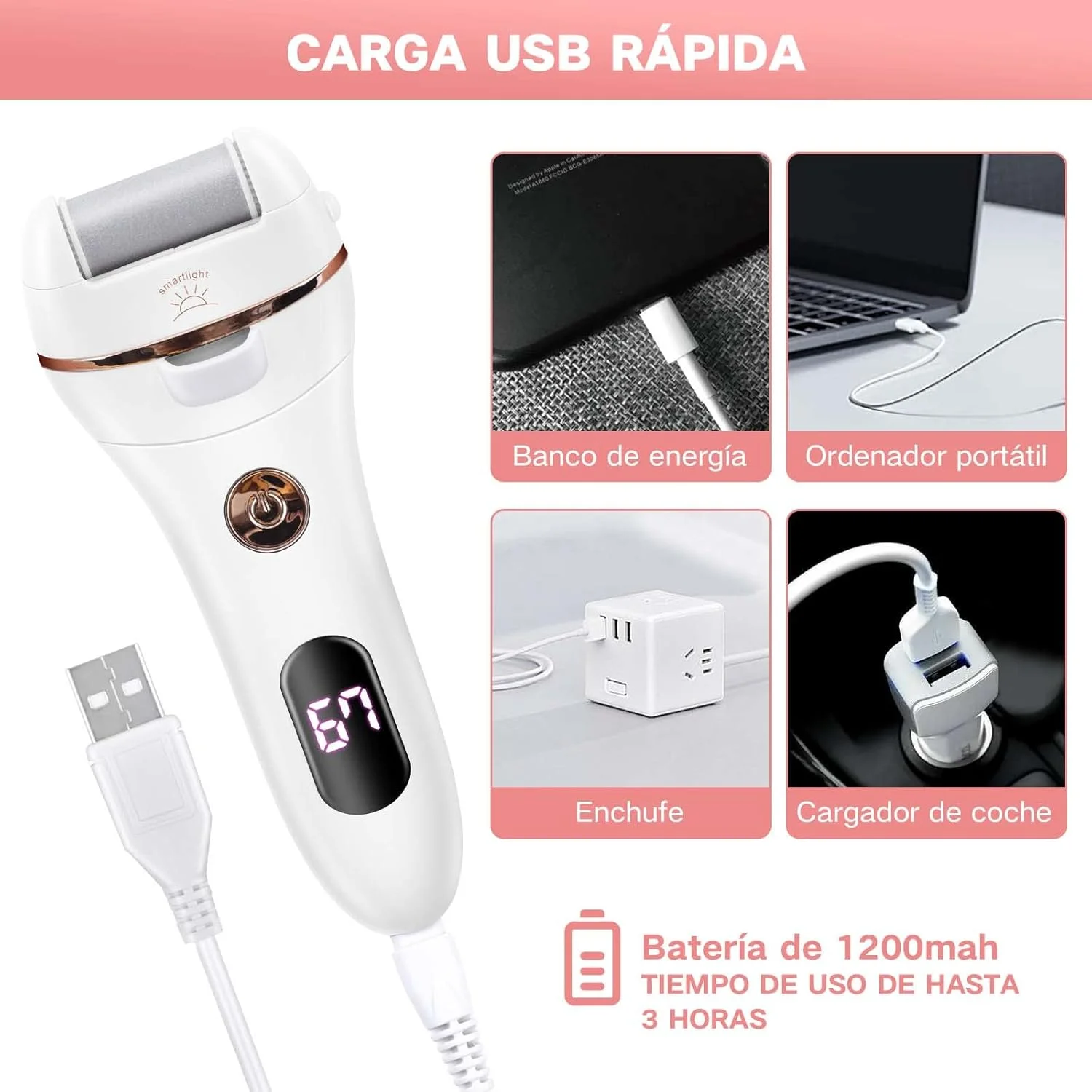 سوهان برقی پینه پا BNEHHOV، قابل شارژ USB، ابزار پدیکور با باتری 1200mAh، ضد آب IPX5، نمایشگر LED، دارای 3 سری سمباده تعویضی