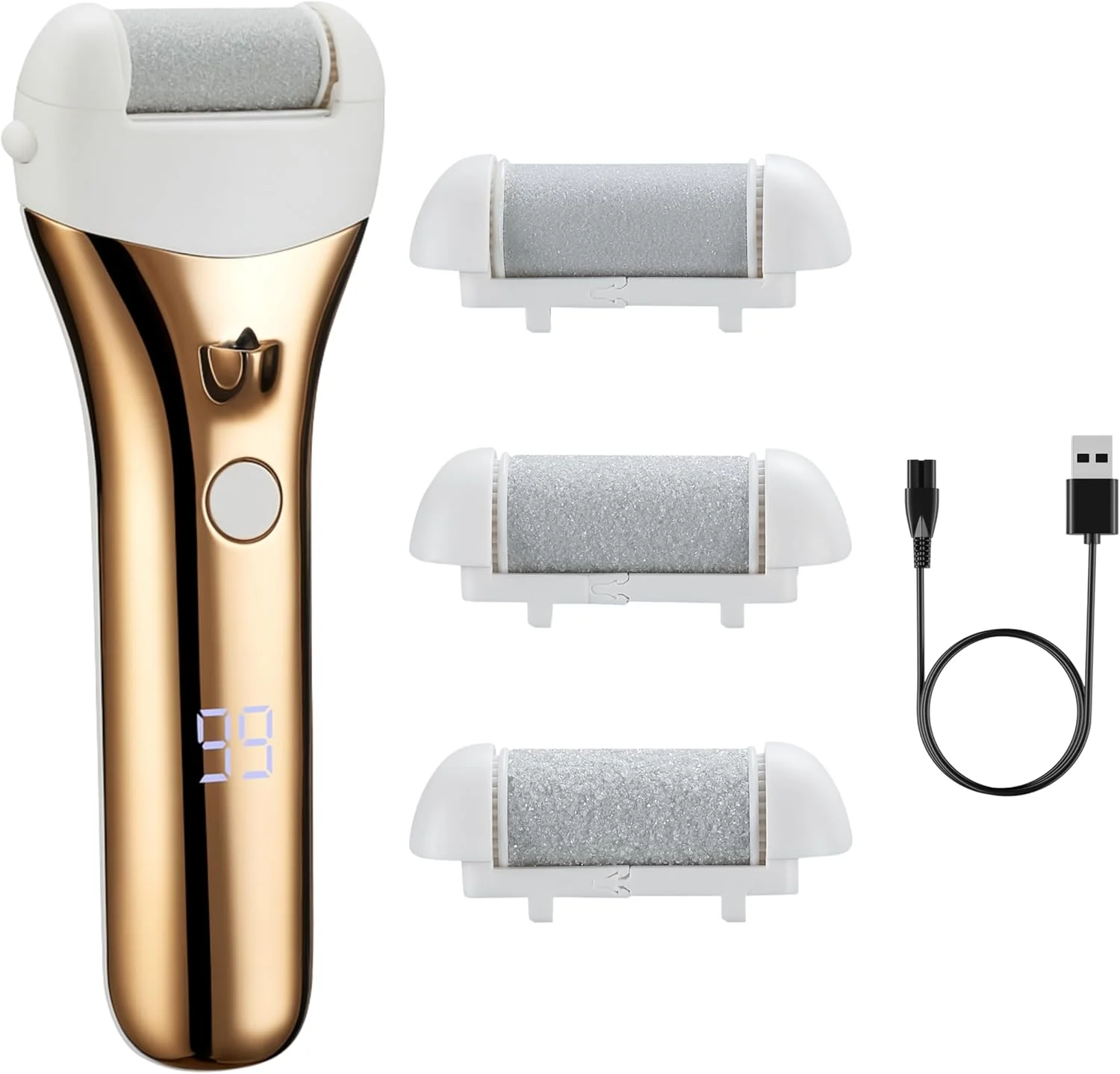 سوهان پدیکور شارژی Barberboss، از بین برنده پوست سفت پا، کیت ضد آب برقی با 3 غلتک، دو سرعته، شارژ USB و نمایشگر LED، ست پدیکور برای پاشنه های ترک خورده و پاهای صاف (طلایی) سوهان پدیکور شارژی Barberboss، از بین برنده پوست سفت پا، کیت ضد آب برقی با 3 غلتک، دو سرعته، شارژ USB و نمایشگر LED، ست پدیکور برای پاشنه های ترک خورده و پاهای صاف (طلایی)