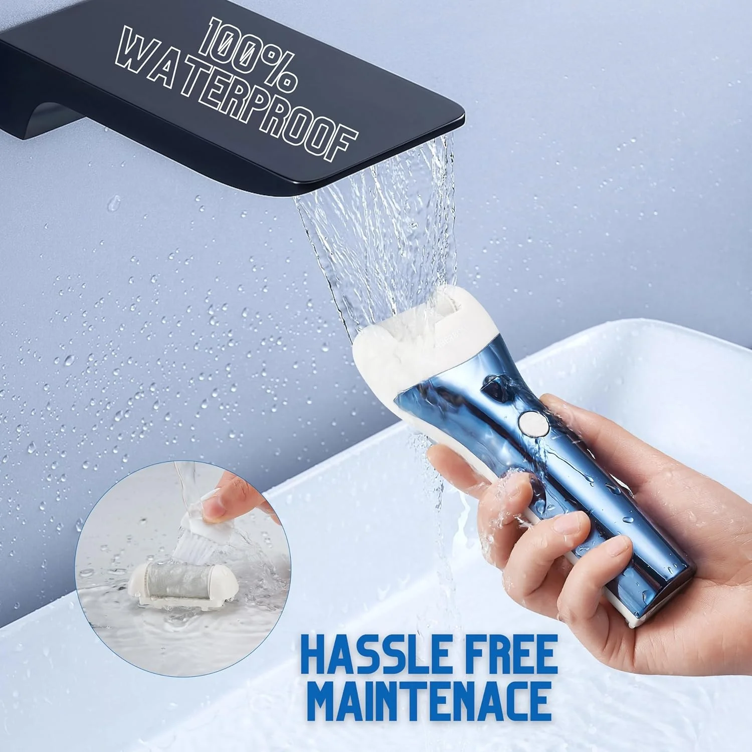 سوهان برقی پا BarberBoss - از بین برنده پوست سفت، سوهان پا برای پوست سفت، از بین برنده برقی پوست سفت پا، ست حرفه ای پدیکور پا (آبی)