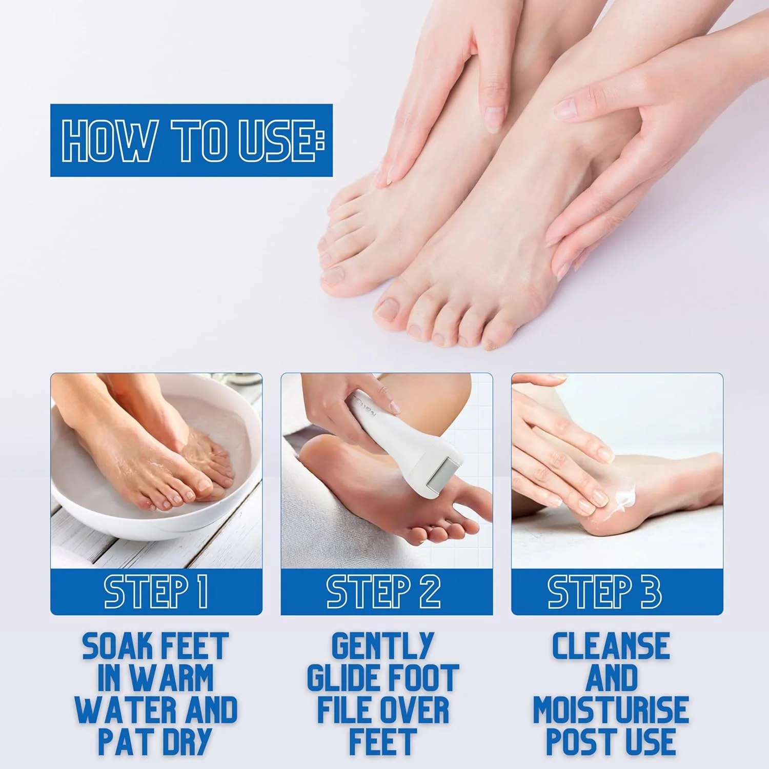 سوهان برقی پا BarberBoss - از بین برنده پوست سفت، سوهان پا برای پوست سفت، از بین برنده برقی پوست سفت پا، ست حرفه ای پدیکور پا (آبی)