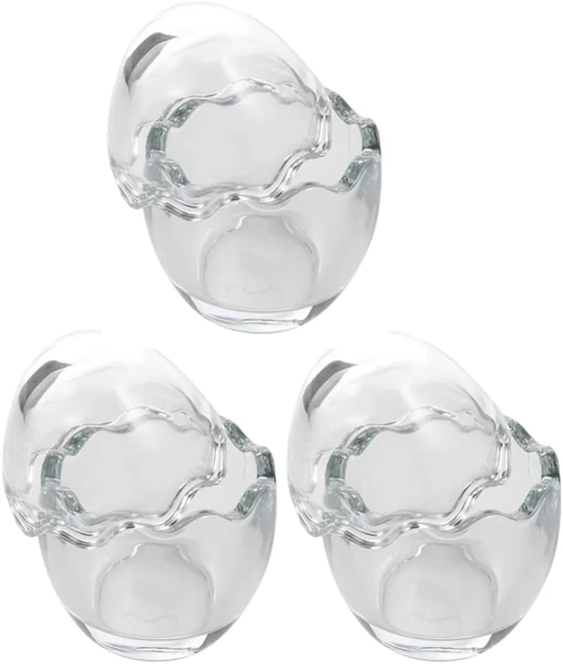 3 عدد کاسه کاستارد شیشه ای با درب، فنجان های ماست طرح پوسته تخم مرغ، فنجان های بستنی شفاف، کاسه های شیشه ای کوچک برای دسر، سالاد میوه، میان وعده، کوکتل