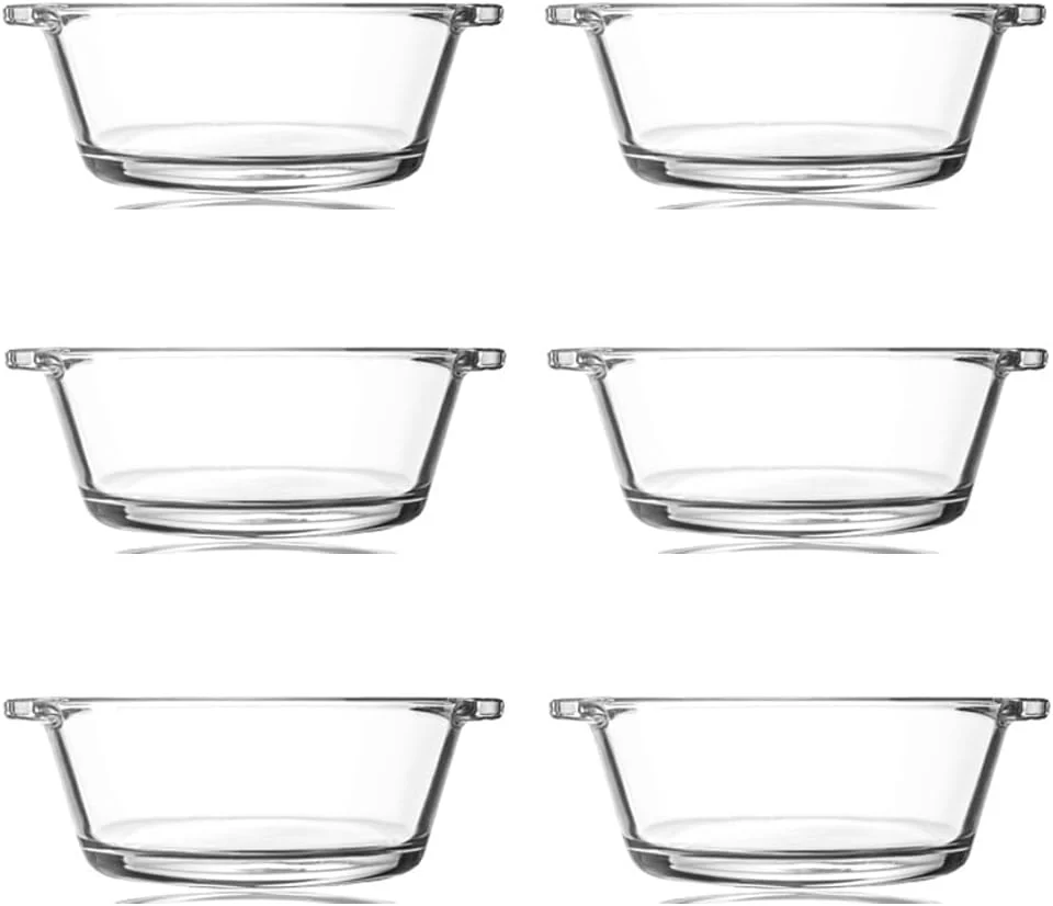 ظروف دسر شیشه ای 6 عددی، 150 میلی لیتر، کاسه های شیشه ای کریستالی برای بستنی، میوه، پودینگ، تنقلات، غلات، آجیل - مناسب برای سس، سوپ، پیش غذا، غذای جانبی، دسر و قابل شستشو در ماشین ظرفشویی