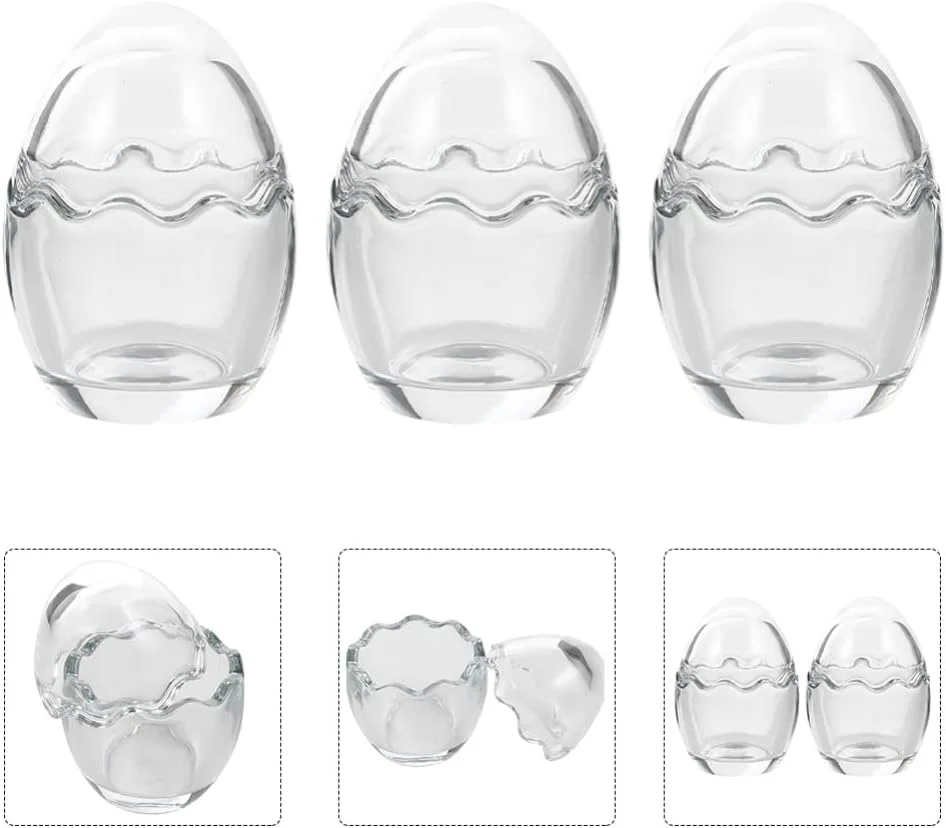 3 عدد کاسه کاستارد شیشه ای با درب، فنجان های ماست طرح پوسته تخم مرغ، فنجان های بستنی شفاف، کاسه های شیشه ای کوچک برای دسر، سالاد میوه، میان وعده، کوکتل