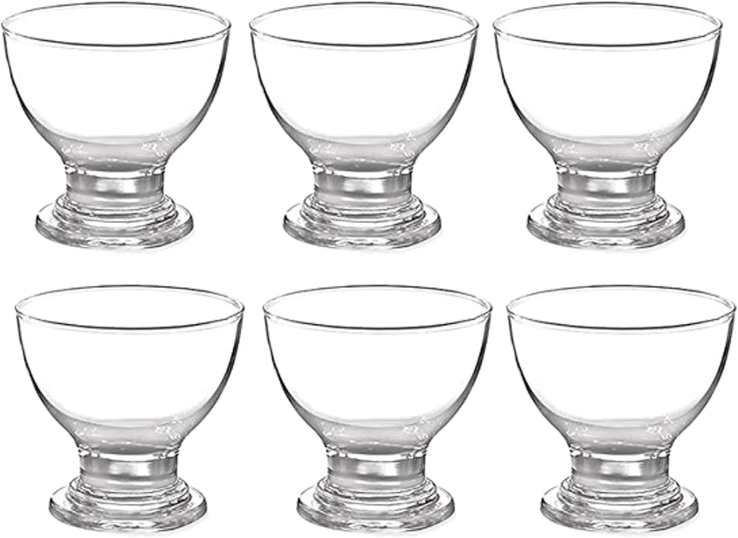 GK Global Kitchen ست کاسه دسر شیشه ای، بستنی خوری، ست 6 عددی پایه کوتاه، مناسب سرو کوکتل میگو، پیش غذا، سالاد میوه، پودینگ و دسرهای پایه دار