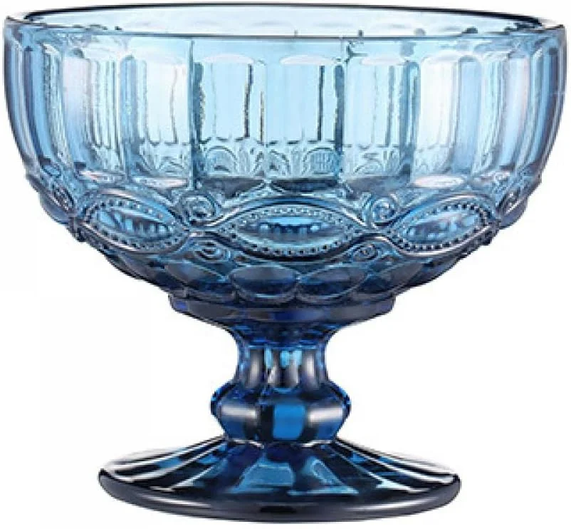 گائولینچی کاسه دسر پایه دار شیشه ای منقوش طرح وینتیج، کاسه بستنی، کاسه ترایفل، کاسه سالاد، کاسه کیک آب نبات برای مهمانی خانگی عروسی 10 اونس