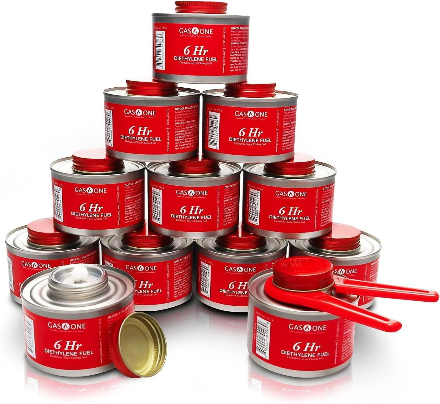 گاز وان بسته 12 عددی - سوخت مایع فتیله ای ایمن برای پخت و پز 6 ساعته و درب بازکن برای ظرف گرم نگهدارنده غذا، 12 عدد