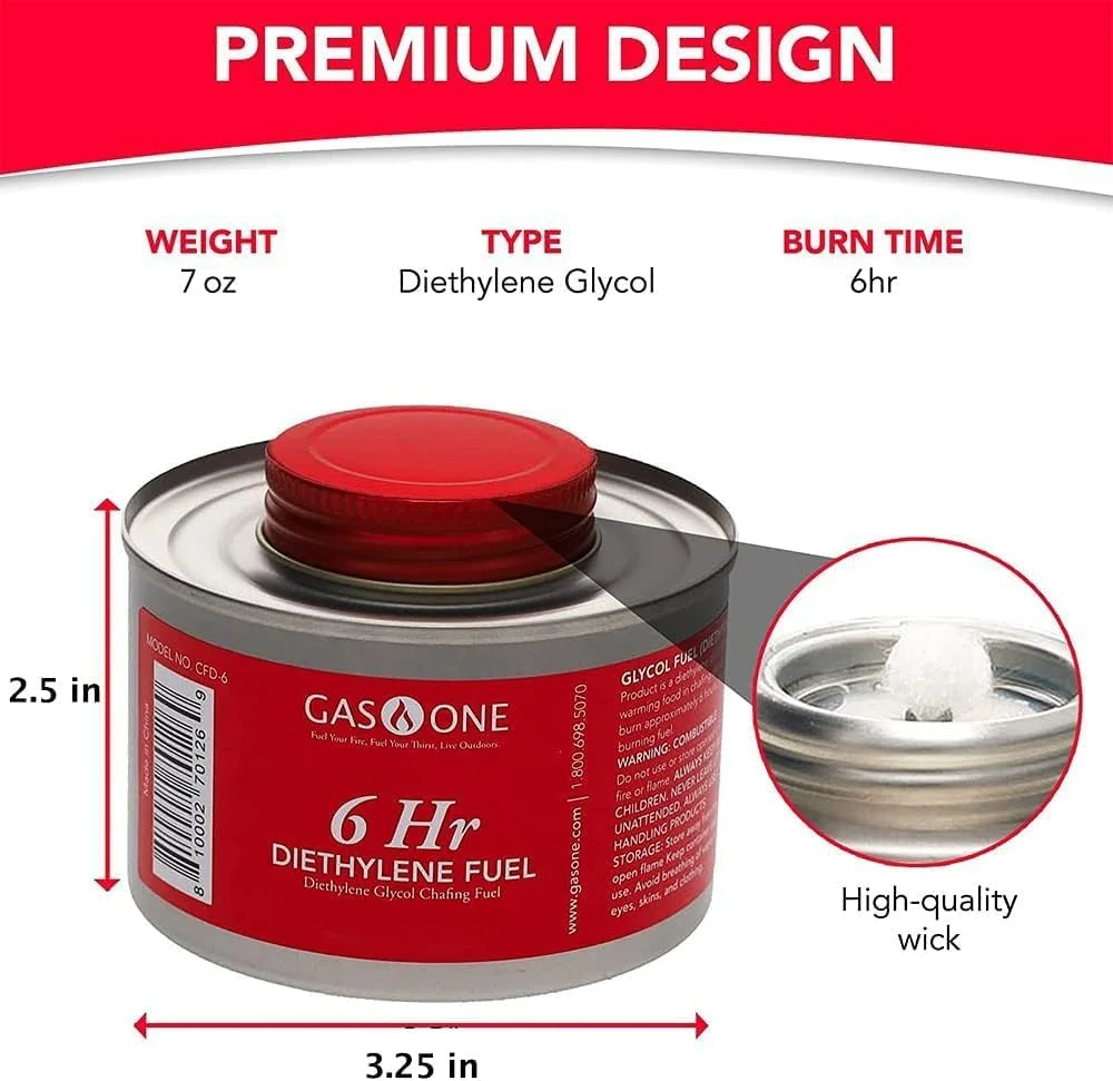 گاز وان بسته 12 عددی - سوخت مایع فتیله ای ایمن برای پخت و پز 6 ساعته و درب بازکن برای ظرف گرم نگهدارنده غذا، 12 عدد