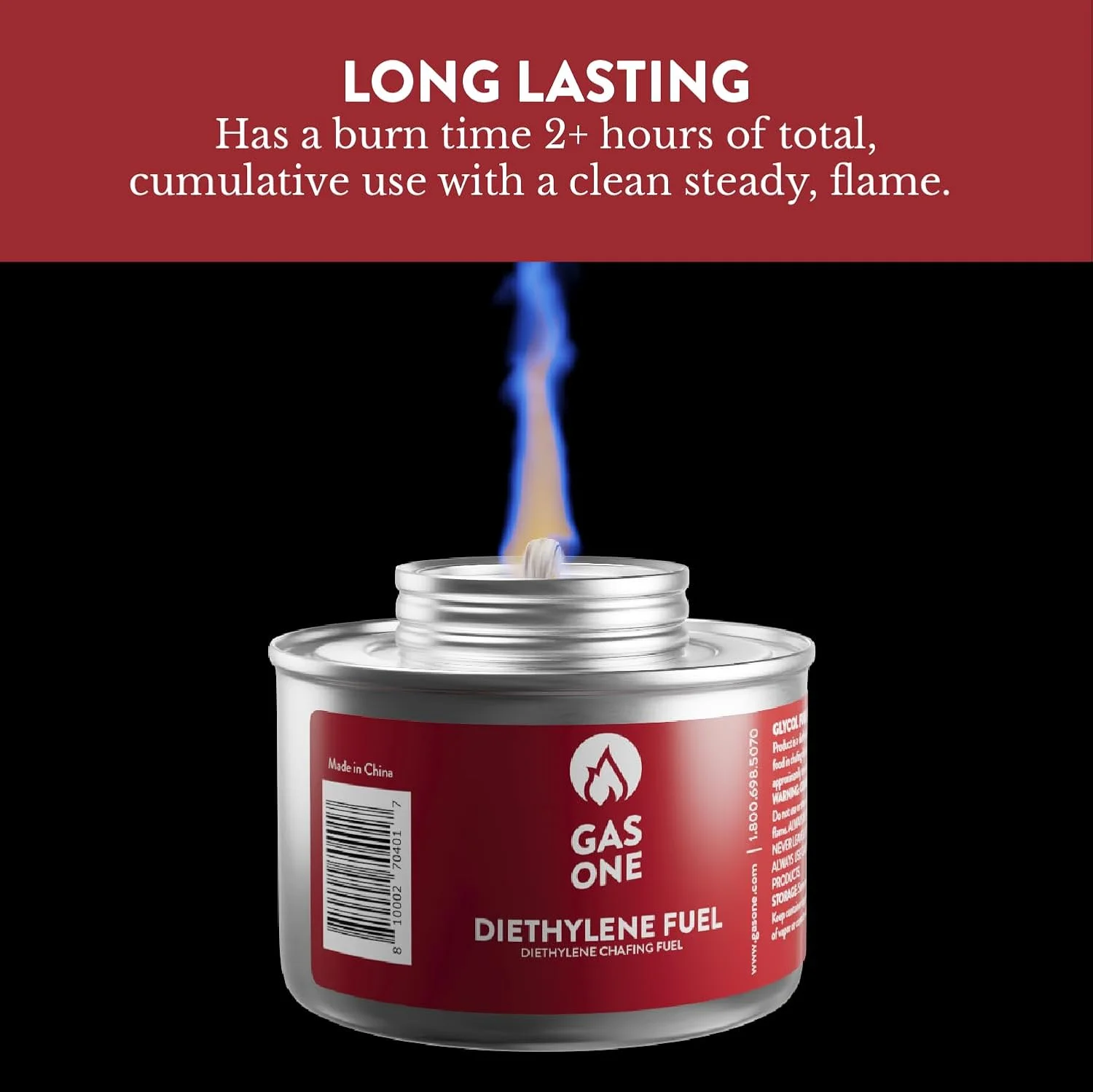 سوخت گرمایشی GASONE با ماندگاری بیش از 2 ساعت - گرم نگهدارنده غذا برای ست بوفه دیش گرمایشی - سوخت مایع ایمن با فتیله و درب بازکن (بسته 12 عددی) - CFD-2-12