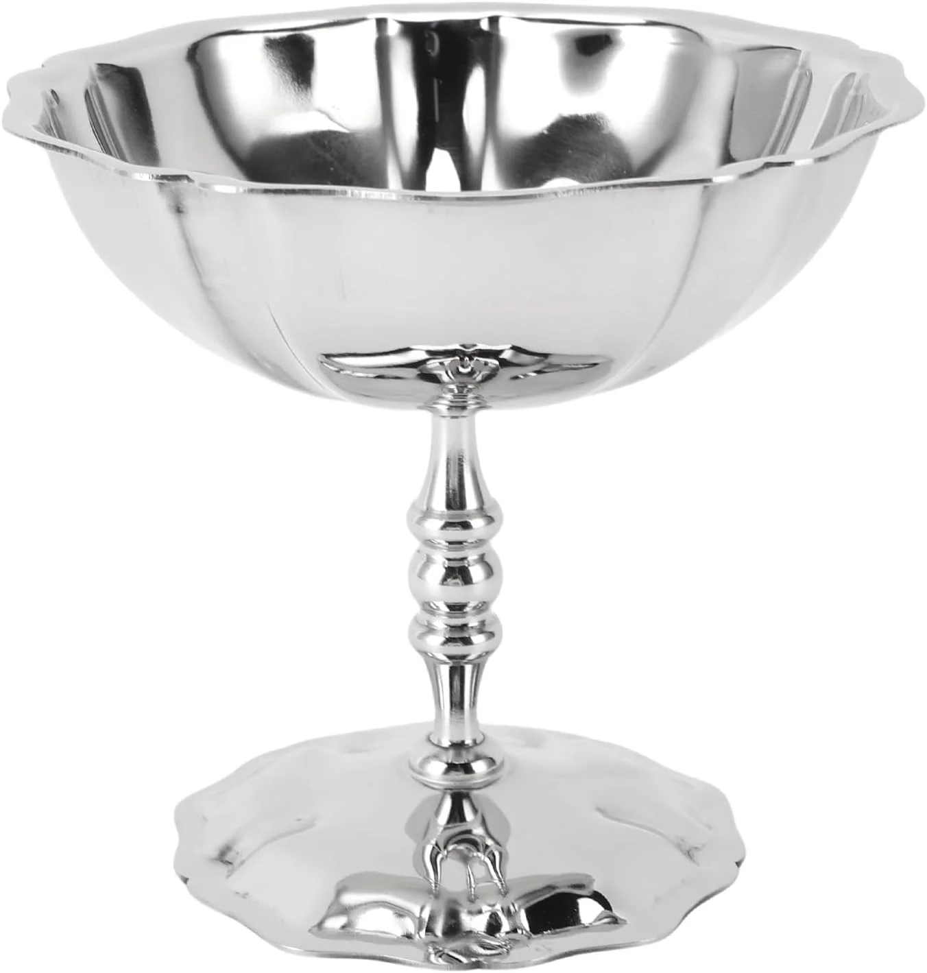 جام دسر خوری استیل 304 با پایه بلند، مناسب برای بستنی، پودینگ، ماست، سالاد میوه، تنقلات و دکوراسیون مهمانی (براق)