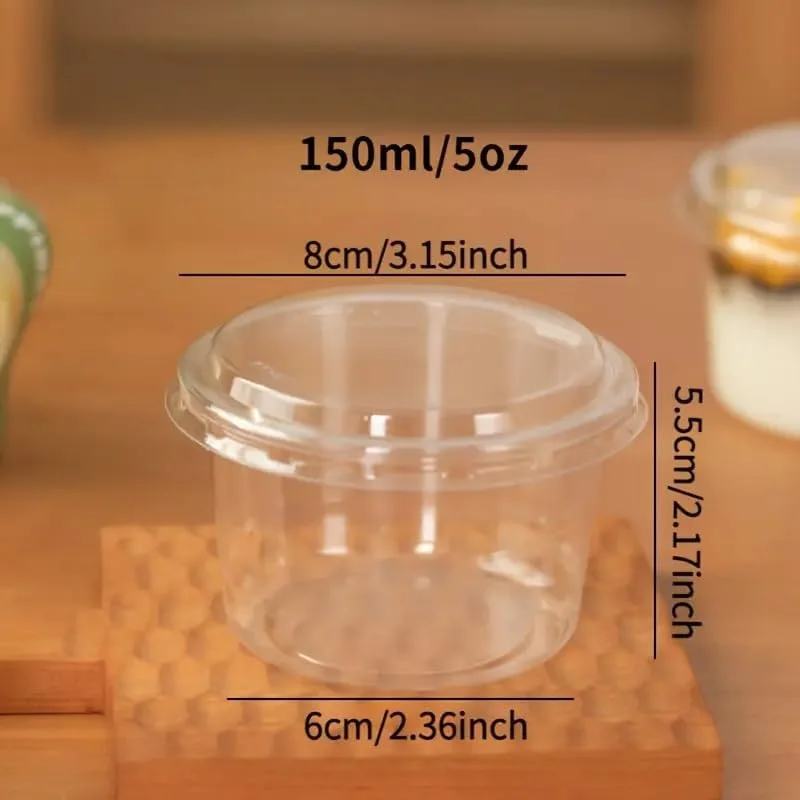 ظروف دسر یکبار مصرف پلاستیکی شفاف FUFU بسته 50 عددی با درب های ضد نشت - کاسه های دسر چند منظوره سازگار با محیط زیست برای بستنی، کیک، پارفه، ژله، مهمانی و پذیرایی (50 عدد، 150 میلی لیتر) ظروف دسر یکبار مصرف پلاستیکی شفاف FUFU بسته 50 عددی با درب های ضد نشت - کاسه های دسر چند منظوره سازگار با محیط زیست برای بستنی، کیک، پارفه، ژله، مهمانی و پذیرایی (50 عدد، 150 میلی لیتر)