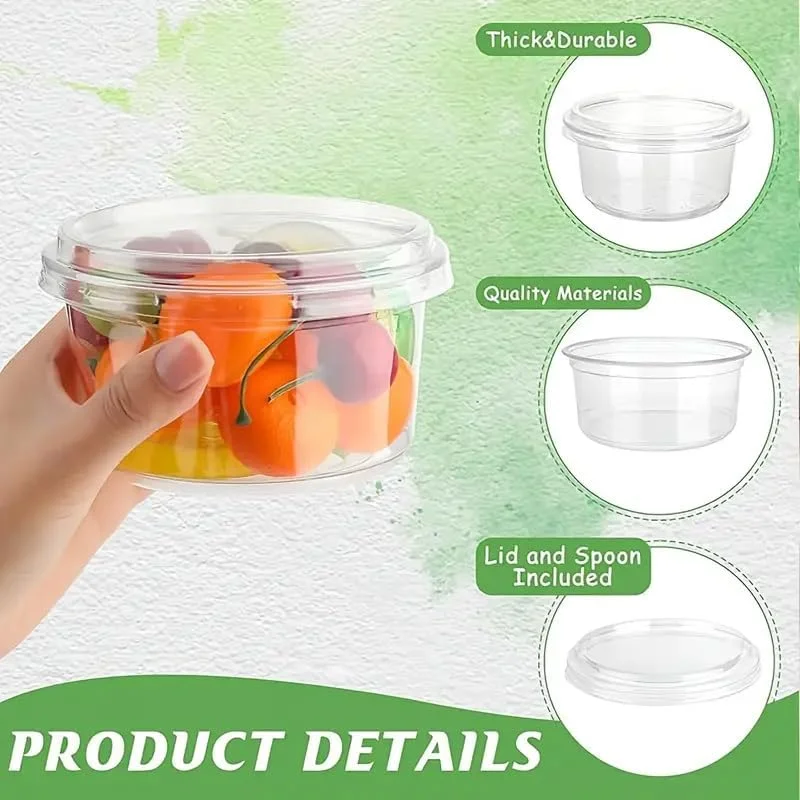 بسته 25 عددی لیوان دسر پلاستیکی شفاف 240 میلی لیتری FUFU با درب تخت - کاسه دسر PET برای کیک، پودینگ، ماست، ژله و موس - ایده آل برای تنقلات، مهمانی ها و رویدادها (240 میلی لیتر)