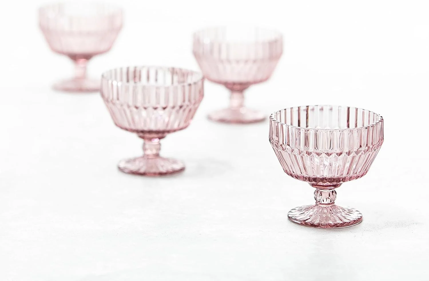 ست 6 تایی پیاله دسر پایه دار شیشه ای فورتسا آرچی، 10 اونس، صورتی