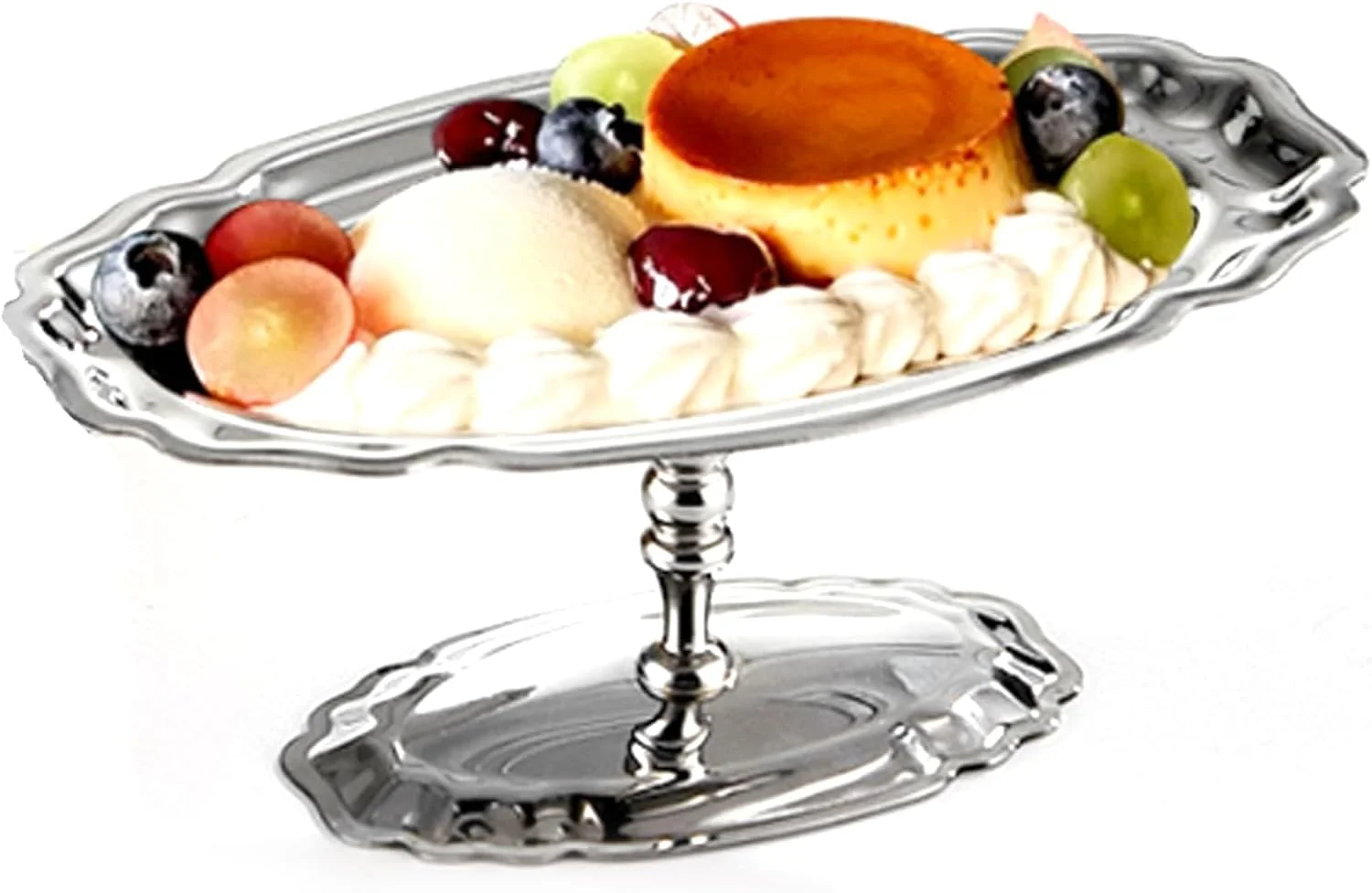 کاسه بستنی Fockety، جام بستنی پایه دار استیل ضد زنگ، کاسه دسر بیضی شکل قابل استفاده مجدد برای پودینگ، سالاد، میوه، میان وعده، ماست، آب نبات، پیش غذا، چاشنی، مهمانی ها، عروسی ها