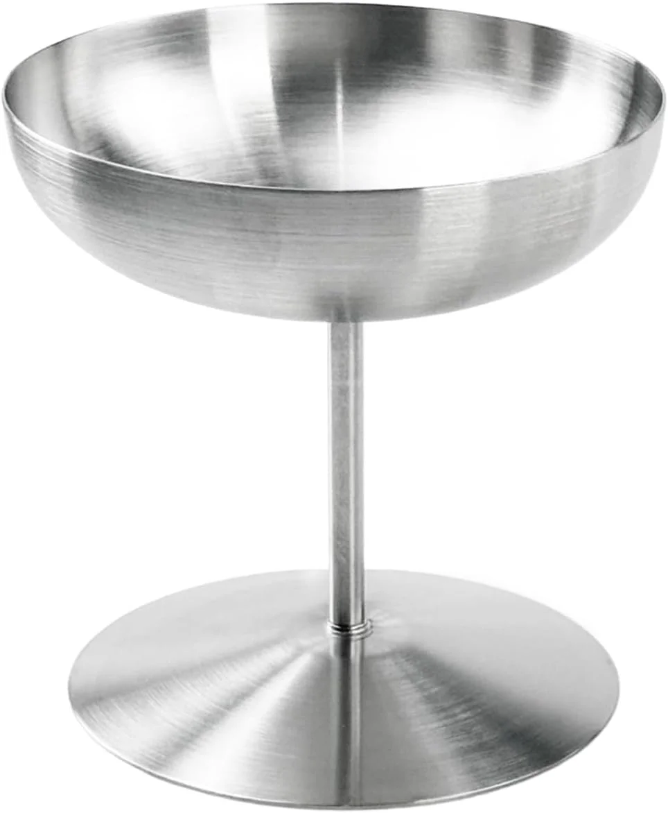 جام بستنی فلای‌لین، ظرف دسر استیل، کاسه سس، مناسب سالاد، میوه، پودینگ، ماست، ظرف اسنک و شیرینی، پایه بلند گرد، مناسب مهمانی کریسمس (نقره‌ای، 150 میلی‌لیتر)