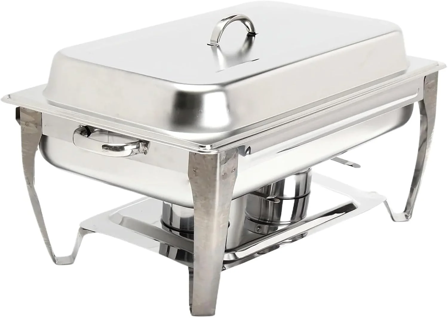 ست گرم نگهدارنده غذا بوفه ۹ لیتری تاشو استیل ضد زنگ ظرف گرمکن غذا مستطیلی مناسب بوفه و پذیرایی (نقره ای)