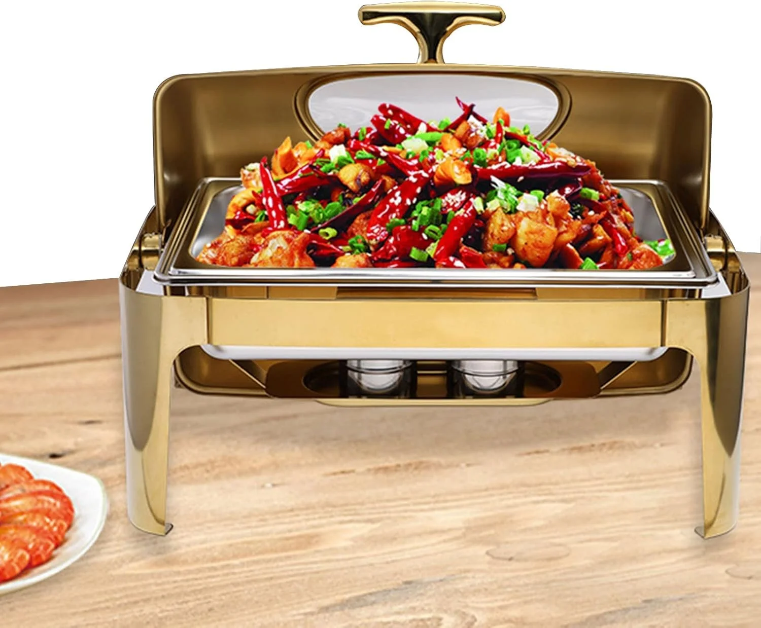 گرمکن غذا مستطیلی - گرمکن برقی تجاری برای صبحانه هتل، برانچ، اجتماعات بزرگ - گرمکن بوفه با درب شیشه ای