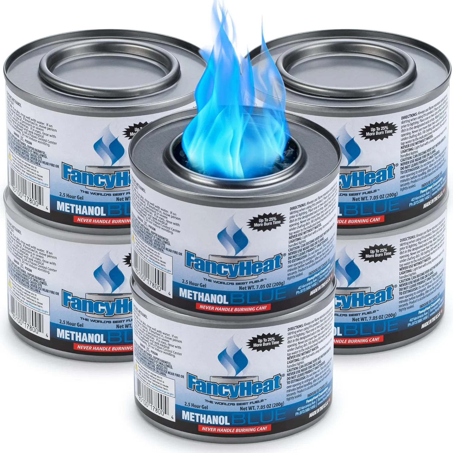 قوطی ژل گرم کننده غذا برای گرم نگهدارنده (مجموعه 6 عددی) - گرم کننده غذا برای مهمانی ها، سینی های بوفه، ظروف پذیرایی - مشعل های گرم کننده یکبار مصرف برای گرم نگه داشتن غذا - بهترین بخاری های غذا