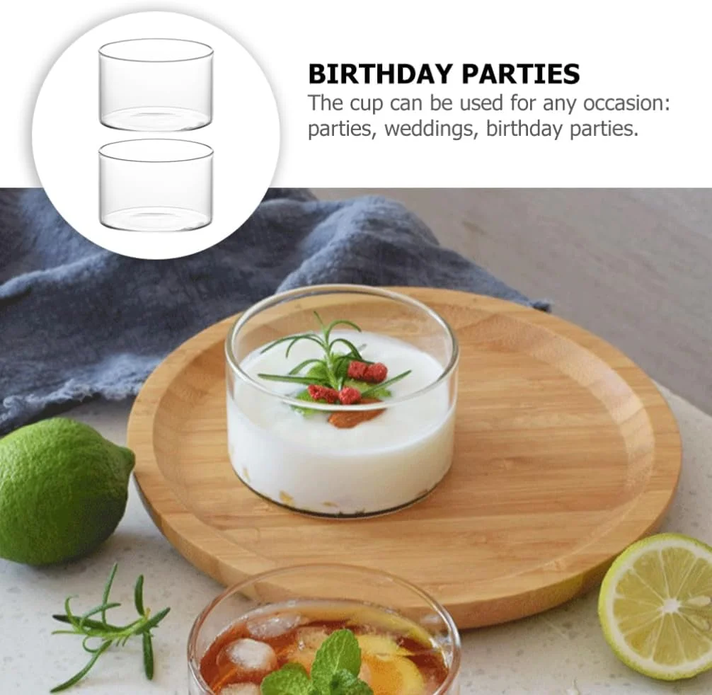 جام دسر FOMIYES: 2 عدد کاسه دسر شیشه ای کوچک - لیوان های شفاف برای مزه کردن، کاسه های آماده سازی برای ماست و بستنی