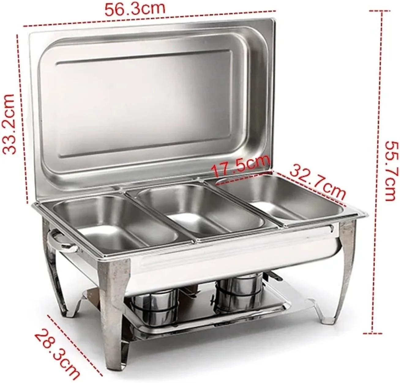 ست گرم نگهدارنده غذا بوفه ۹ لیتری تاشو استیل ضد زنگ ظرف گرمکن غذا مستطیلی مناسب بوفه و پذیرایی (نقره ای) ست گرم نگهدارنده غذا بوفه ۹ لیتری تاشو استیل ضد زنگ ظرف گرمکن غذا مستطیلی مناسب بوفه و پذیرایی (نقره ای)