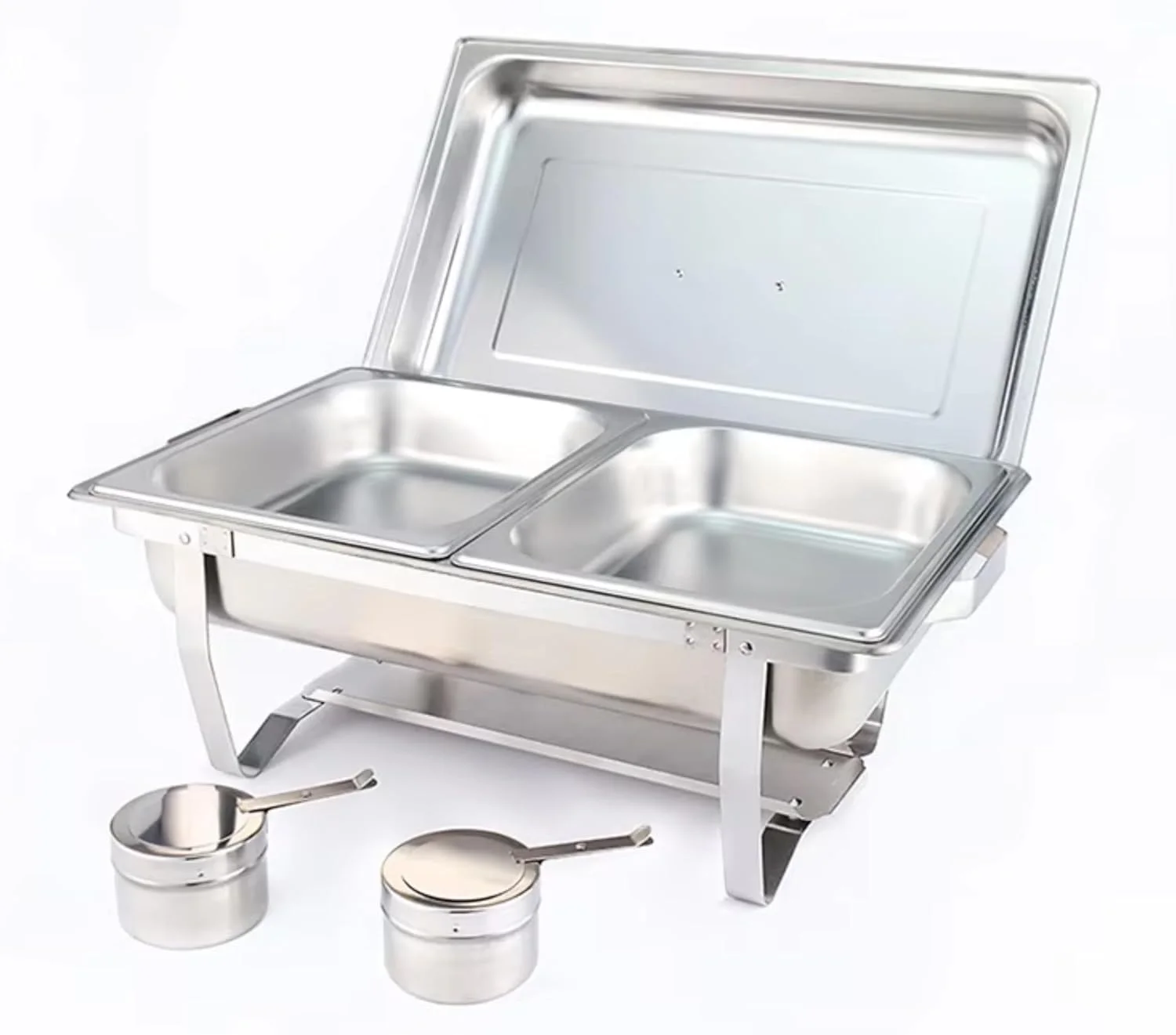 ظرف گرم نگهدارنده غذا دوقلو 12 لیتری FEELINGS | گرم کننده استیل غذا با جایگاه سوخت | سرویس بوفه | سینی گرم کننده | صفحه گرم برای پذیرایی و مراسم