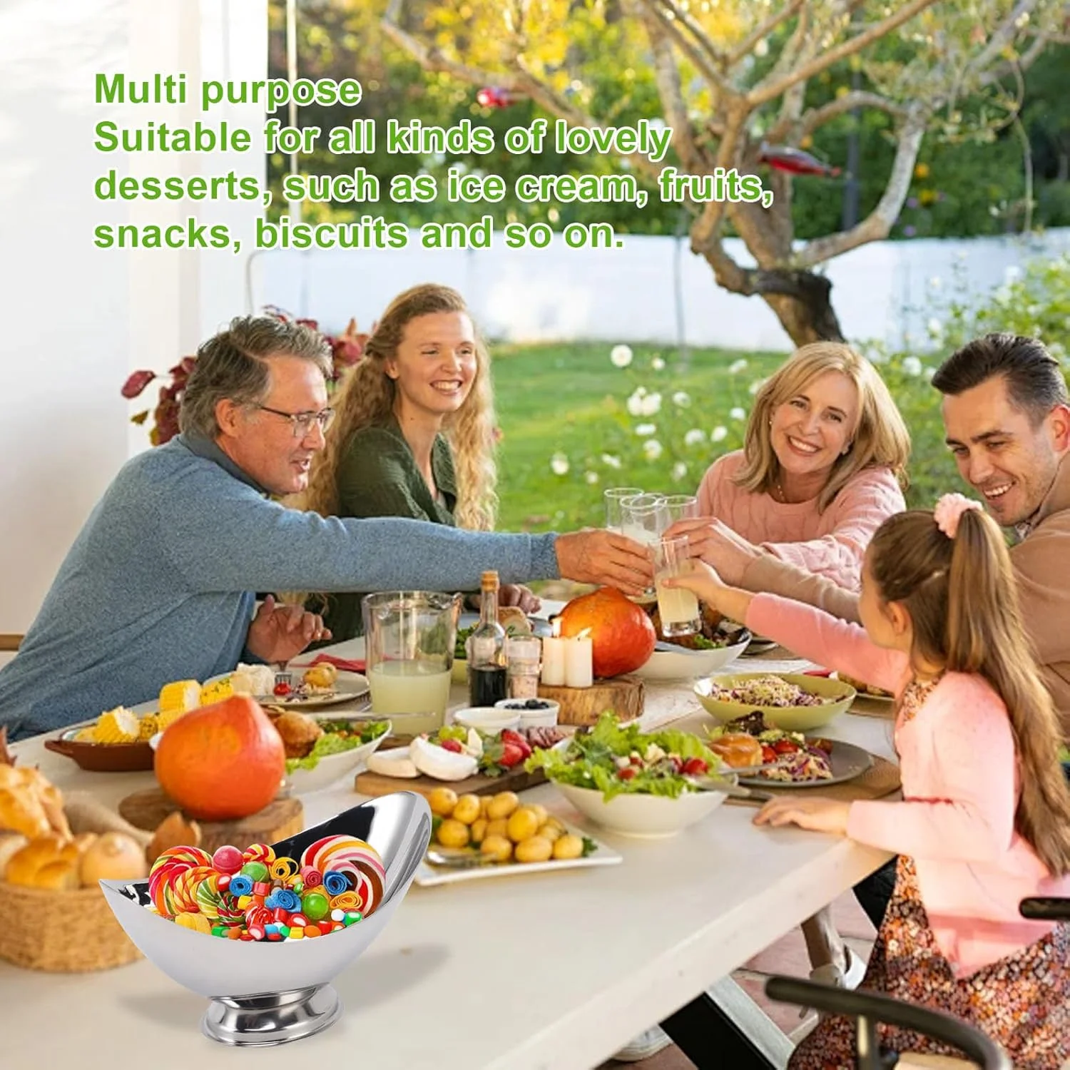 کاسه بستنی استیل ضد زنگ Fdit، کاسه دسر بستنی برای پودینگ میوه و کلوچه، مناسب برای منزل (S 23 اینچ)