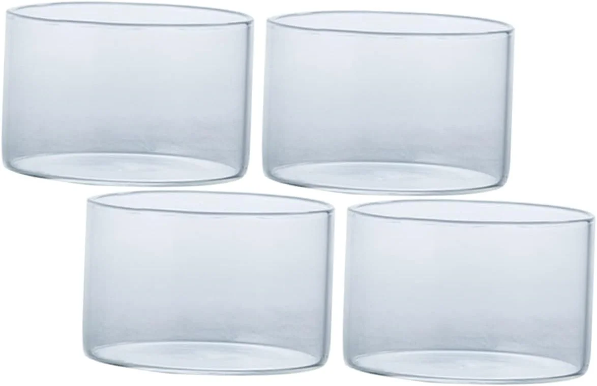 کاسه سالاد کریستالی، کاسه های دسر شیشه ای، 4 عدد ظرف پودینگ و بستنی خوری برای سرو شیرینی و کوکتل های مینیاتوری، مناسب رستوران، ظرف دکوری برای پخت و پز و سرو خامه و دسر