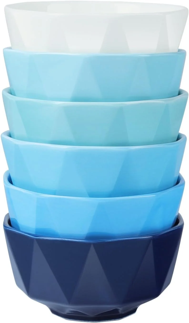 کاسه دسر فنکوئر 340 میلی لیتر، ست 6 عددی، کاسه بستنی 4.5 اینچی، قابل استفاده در مایکروویو و ماشین ظرفشویی، کاسه های کوچک برای آشپزخانه، تنقلات، مخلفات، رنگ های متنوع