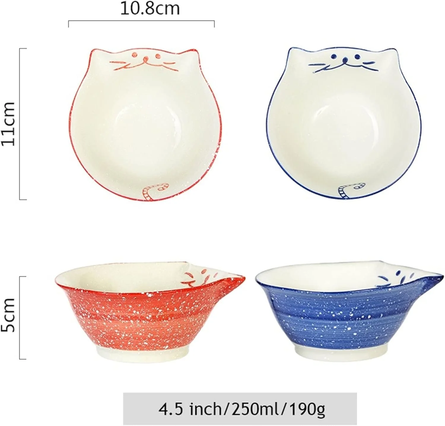 کاسه های دسر کوچک FBITE، ظروف سس 4.5 اینچی، کاسه های زیبا، ظروف سرامیکی خانگی دانشجویی، کاسه خلاقانه ژاپنی، کاسه نودل، کاسه دسر، نعلبکی سس