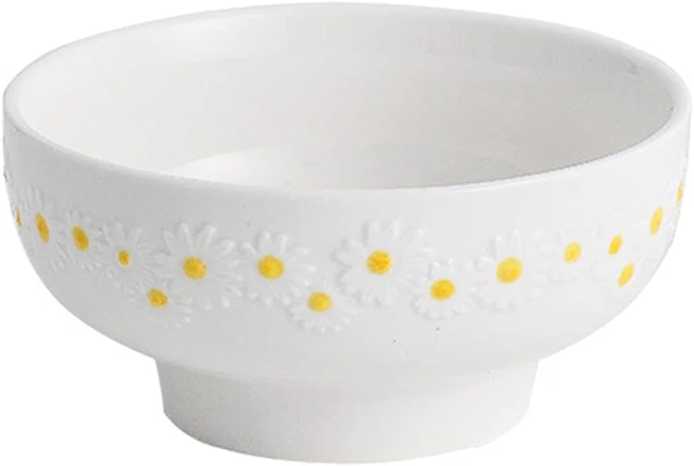 کاسه سرو سرامیکی گل مینا WAYUTO، کاسه سوپ و دسر با طرح برجسته گل مینا، ظروف غذاخوری گرد با لبه گل مینا برای بستنی، دکوراسیون آشپزخانه، ظروف غذاخوری، لوازم خانگی، مناسب برای عروسی