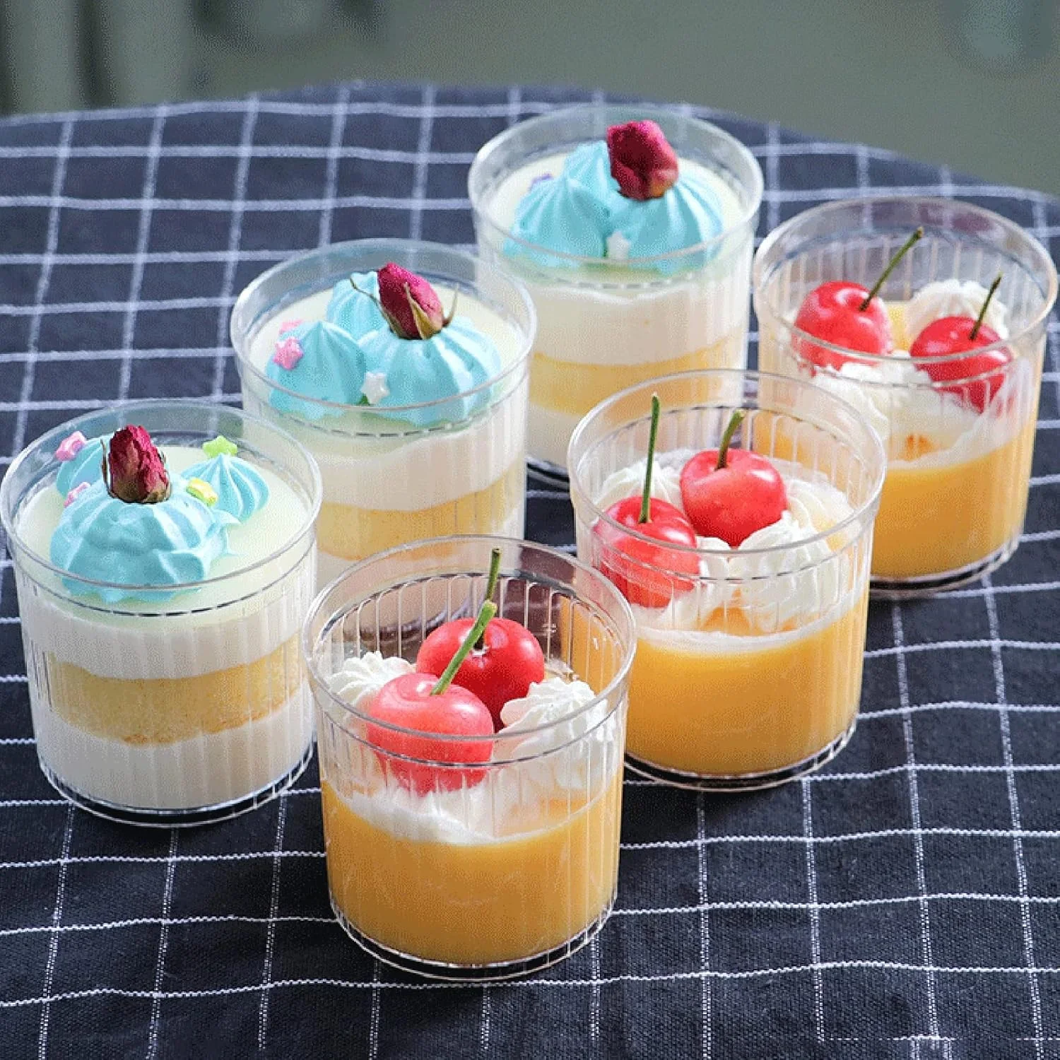 ایمنار کاسه دسر پلاستیکی، فنجان های مینی دسر با قاشق، فنجان مزه، لیوان دسر قابل استفاده مجدد برای پیش غذاهای دسر مهمانی، 50 عدد (رنگ: با بیلچه، اندازه: 50 عدد)