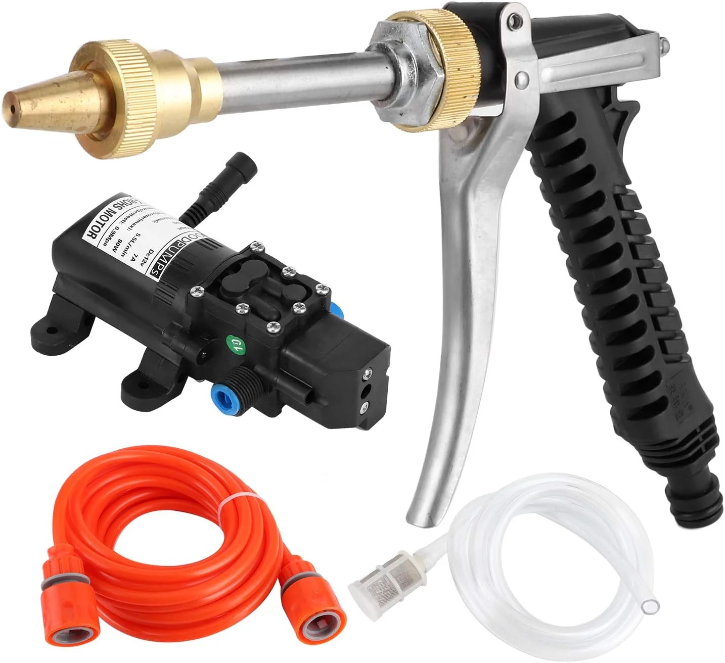 کارواش پرفشار Tbest، کارواش پرفشار، کیت شلنگ پمپ آب کارواش پرفشار قابل حمل 12 ولت 130PSI، کارواش قدرتمند 80 واتی 12 ولت