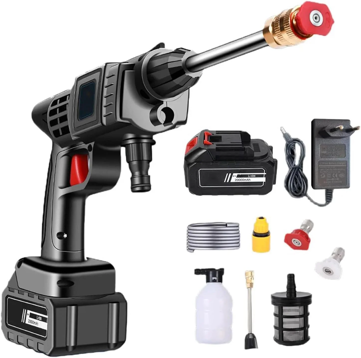 Tikwoork 200W 50Bar Cordless High Pressure Car Washer Spray, 20000mAh Battery Foam Generator Car Washing Machine for Home with Storage Box