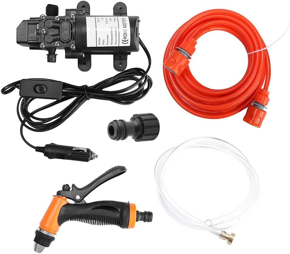 Tbest 12V Electric Car High Pressure Washer, Car Cleaning Sprayer, Power Pump System Kit, Car Wash Cleaning Tool