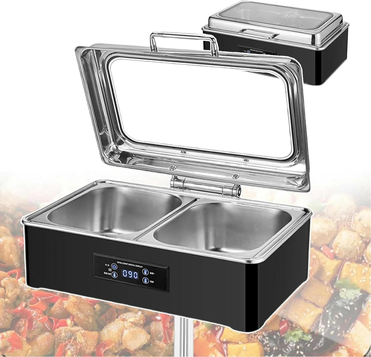 گرمکن غذا برقی، گرمکن بوفه 500 وات، گرمکن استیل ضد زنگ برای تمیز کردن آسان، اجاق بوفه سینی گرم کننده برای مهمانی های تجاری و خانگی، ضیافت ها