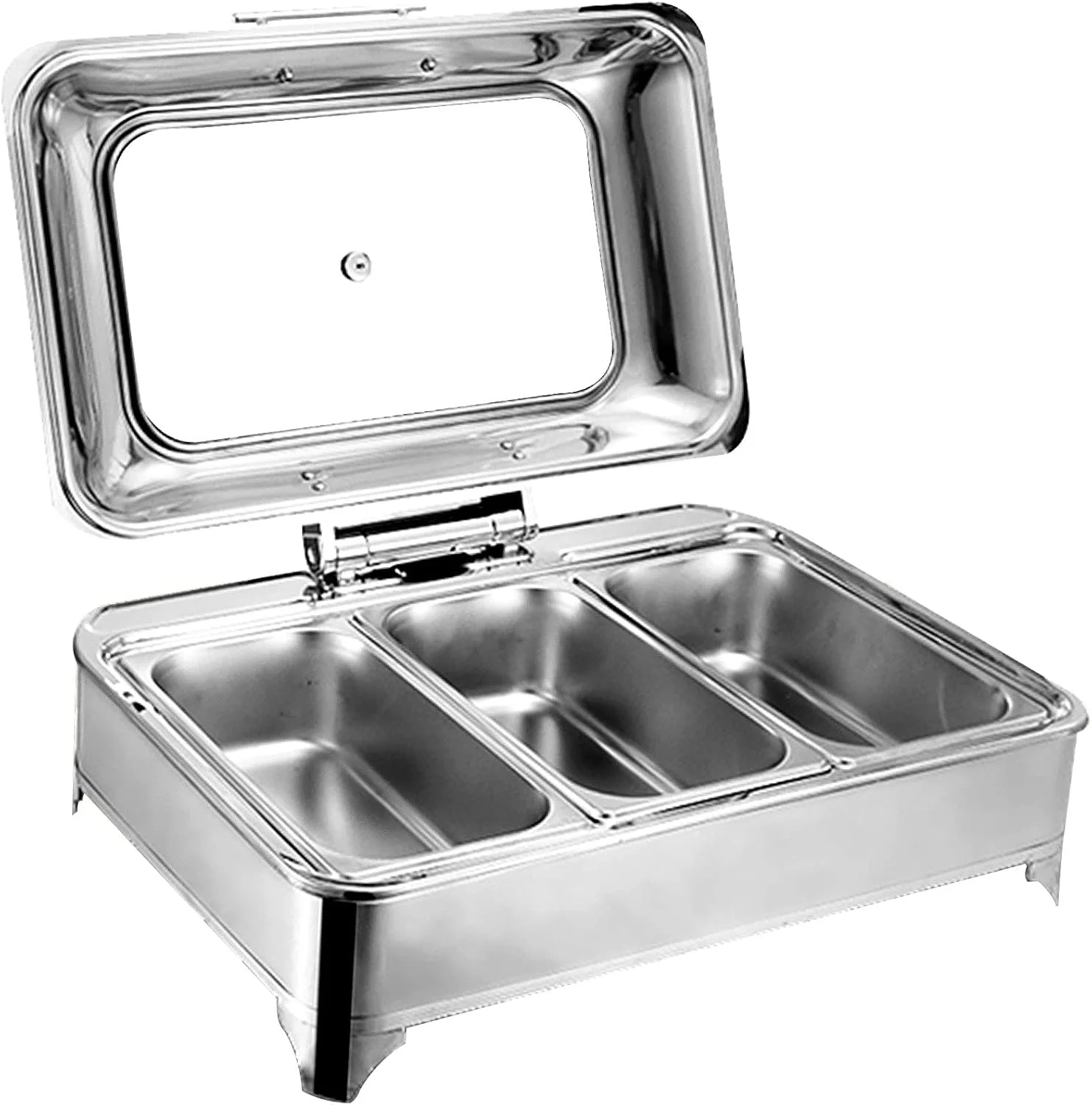 ظروف گرم نگهدارنده غذا استیل برقی، گرمکن غذای پذیرایی 9 لیتری برای مهمانی ها و بوفه ها، ست بوفه ظرف گرمکن با درب شیشه ای، سینی های گرم کننده - غذا را تازه و خوشمزه نگه می دارد، GN1/3