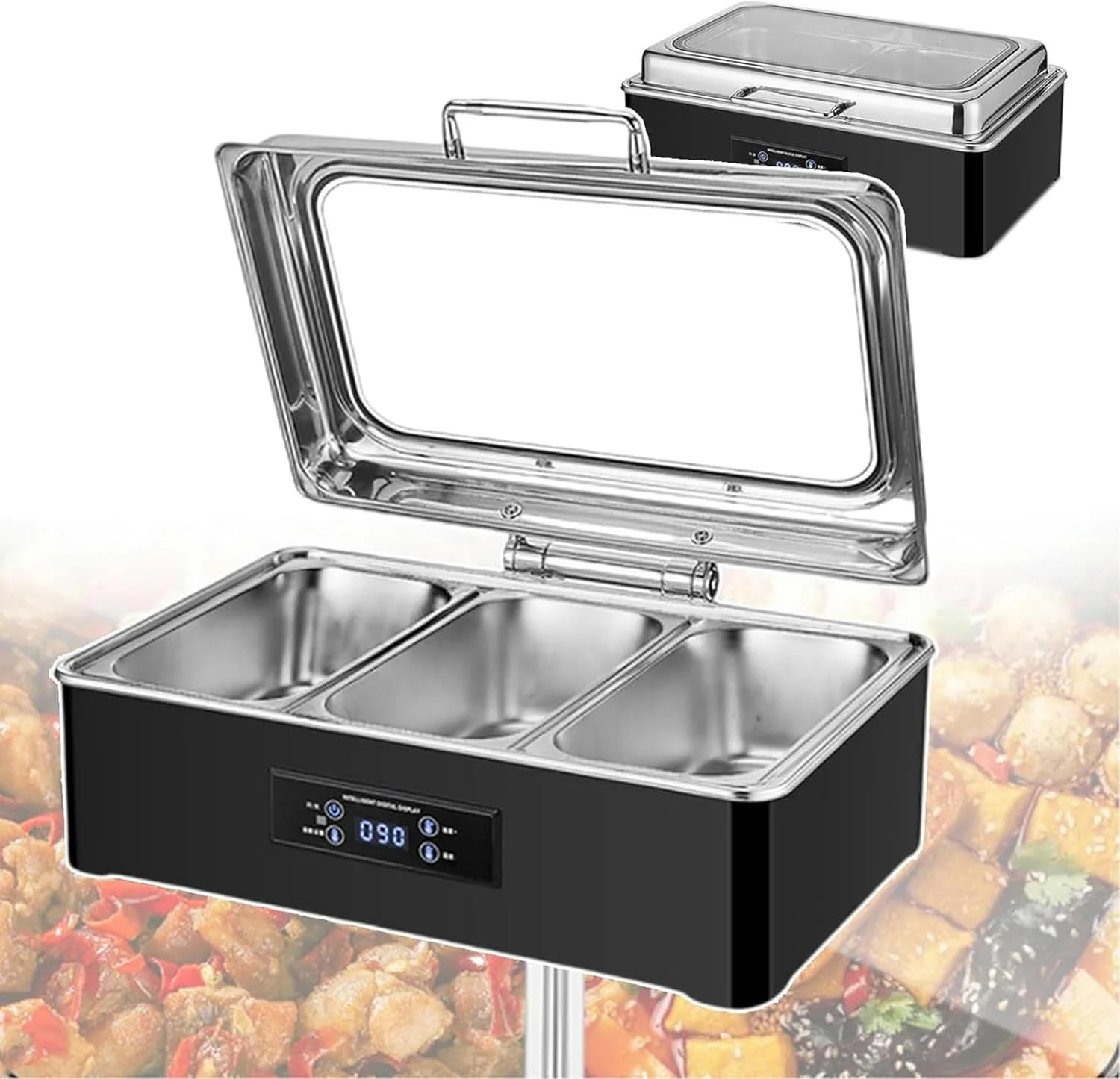 گرمکن غذا برقی، گرمکن بوفه 500 وات، گرمکن استیل ضد زنگ برای تمیز کردن آسان، اجاق بوفه سینی گرم کننده برای مهمانی های تجاری و خانگی، ضیافت ها