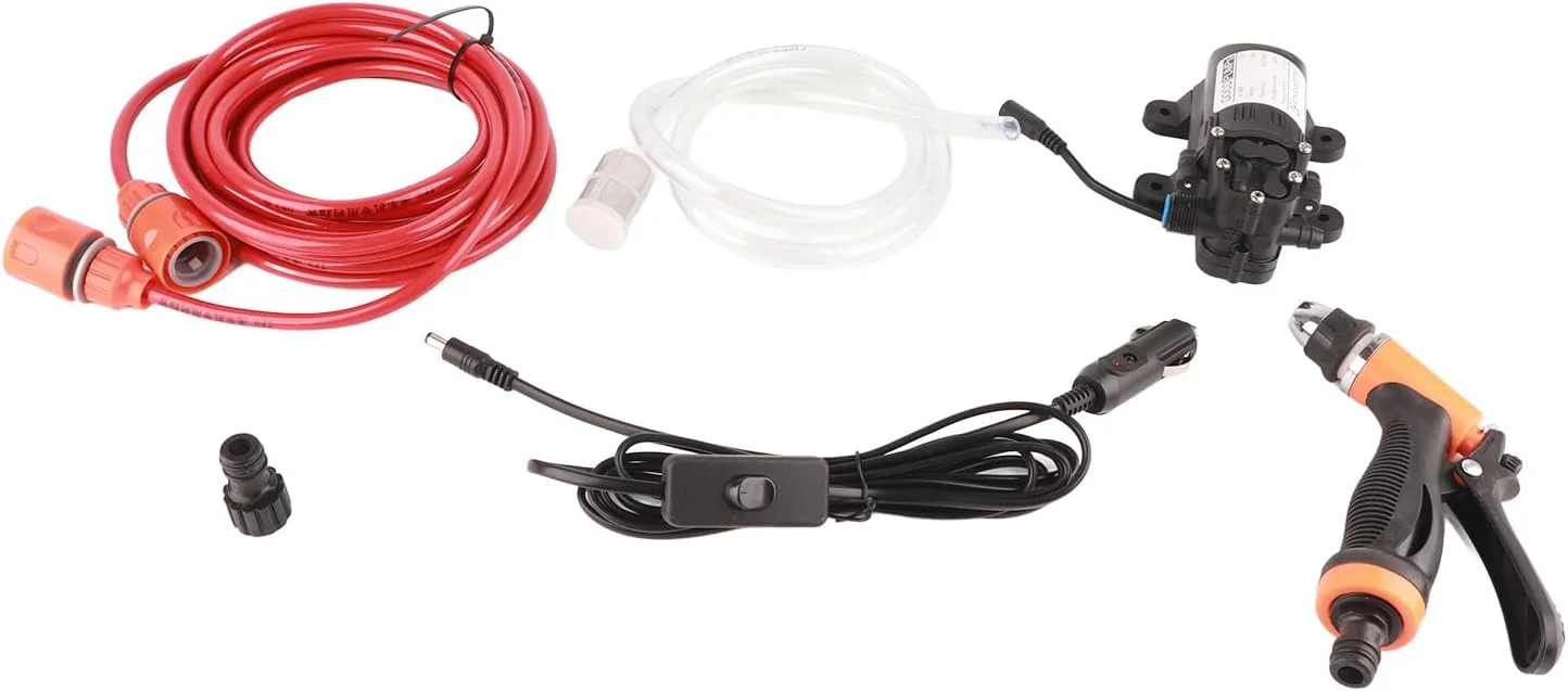 پمپ کارواش یوسو، پمپ آب برقی 12 ولت قابل حمل با فشار بالا، خود مکش و کیت شستشوی سریع خودرو