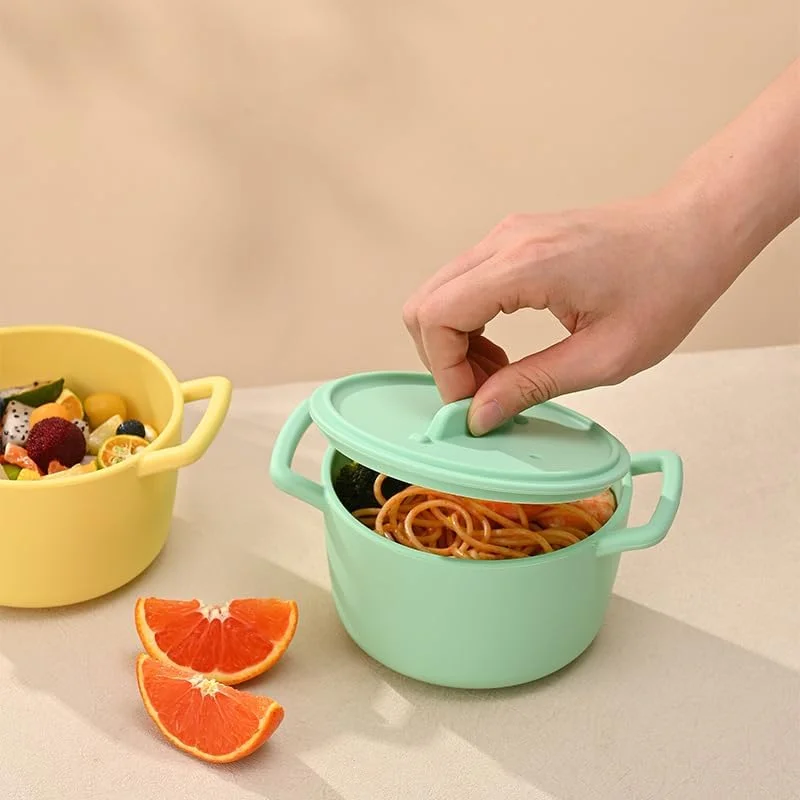 کاسه غلات سیلیکونی با درب Bafnsiji، ست کاسه های تنقلات قابل استفاده مجدد، کاسه غلات سیلیکونی 520 میلی لیتری، کاسه دسر نشکن و قابل استفاده مجدد برای برنج، نودل، سوپ، تنقلات، سالاد، میوه، D