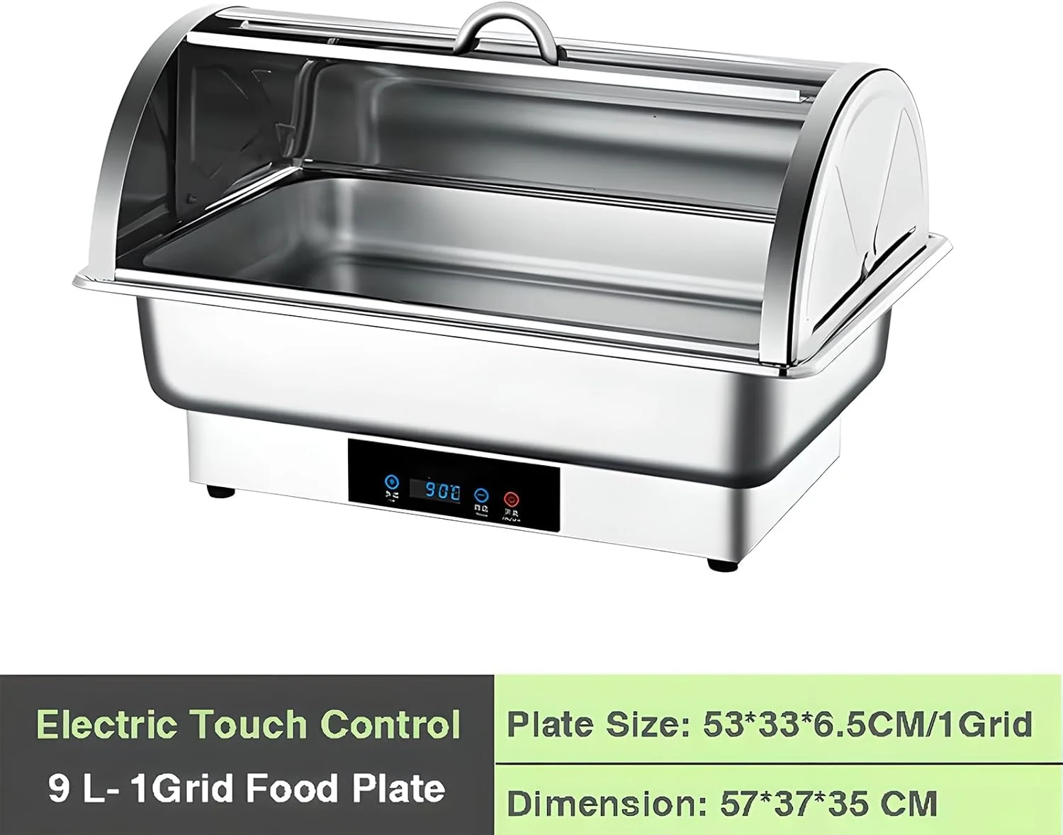 گرمکن بوفه DTHBKLM استیل برقی، گرمکن غذا 9 لیتری، ظروف گرمکن غذا برای بوفه، دمای قابل تنظیم 30-90 درجه سانتیگراد، سینی گرمکن غذا با نمایشگر LED برای مهمانی ها و بوفه ها، 3 خانه (1 خانه)