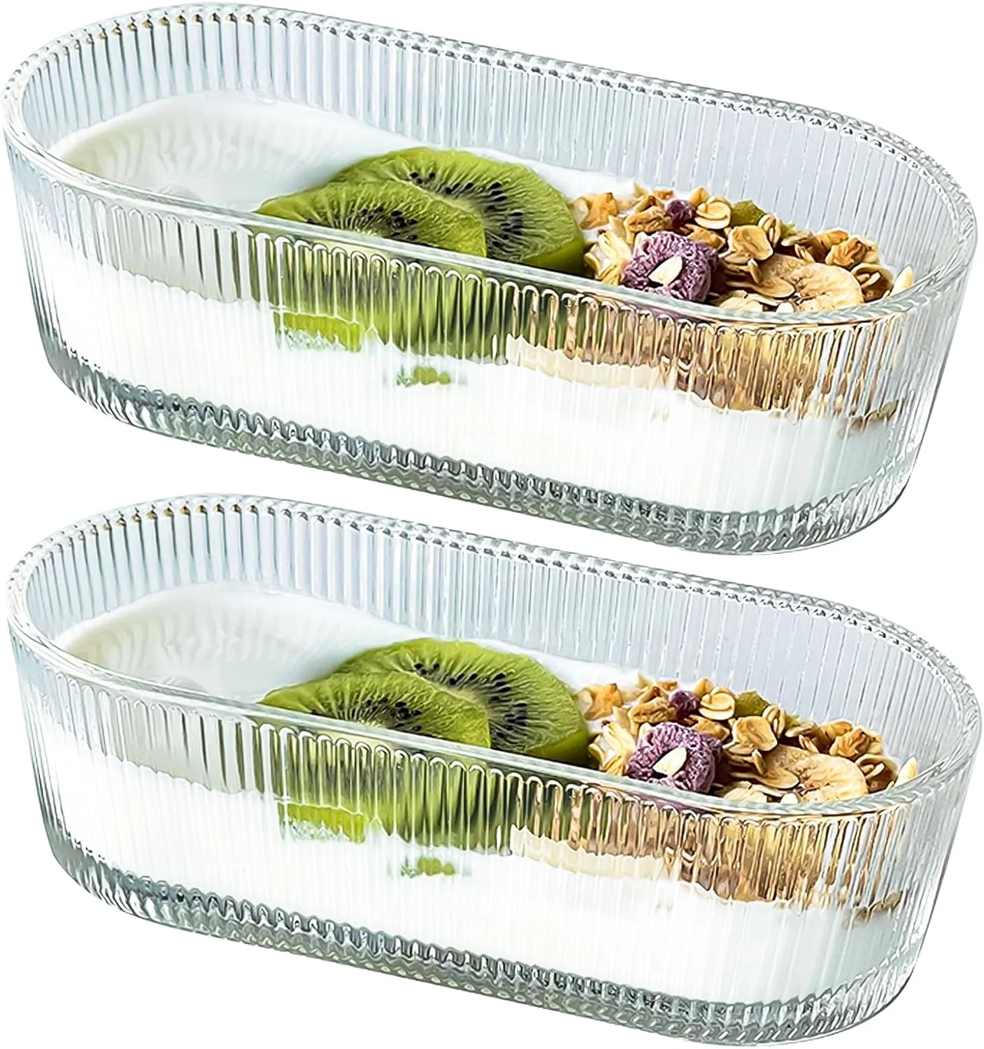 پیاله‌های دسر شیشه‌ای DZGUAI، پیاله‌های بستنی طرح‌دار وینتیج، پیاله‌های اسنک برای بستنی، میوه، پودینگ، اسنک‌های کوچک، ماست و پیش‌غذا، ست 2 عددی