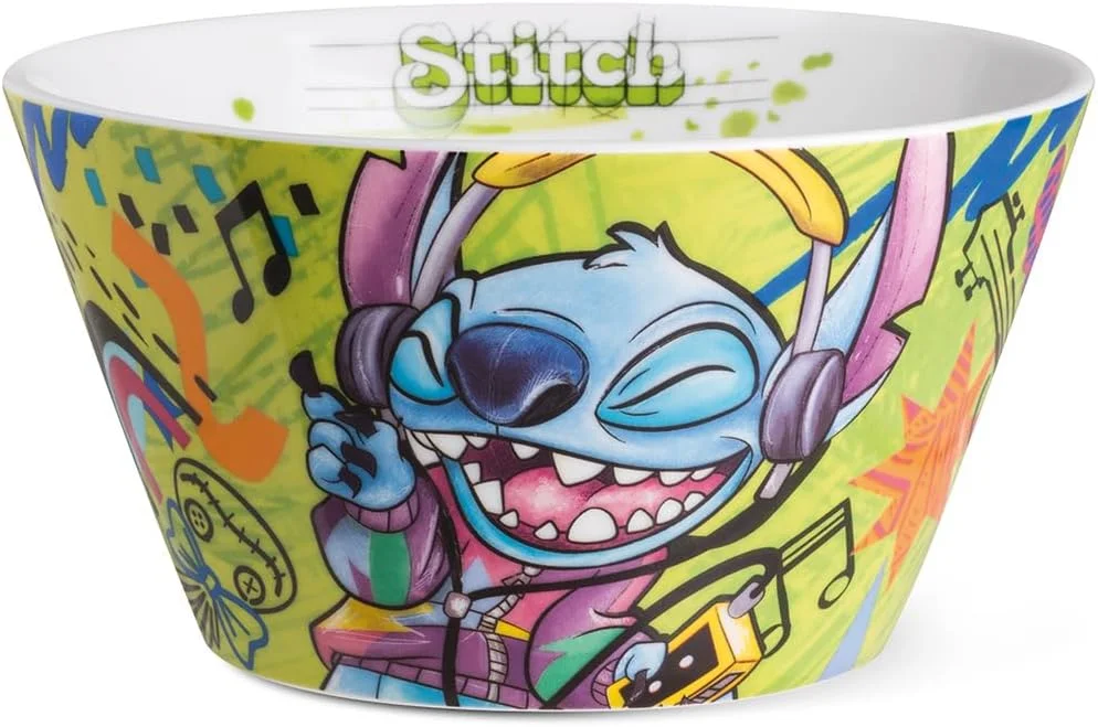 کاسه چینی طرح ایگان استیچ - 550 میلی لیتر، ظروف بادوام برای کودکان و بزرگسالان، قابل استفاده در مایکروویو و ماشین ظرفشویی، طرح کارتونی، کاسه چند منظوره برای تنقلات، سوپ و غلات (سبز)